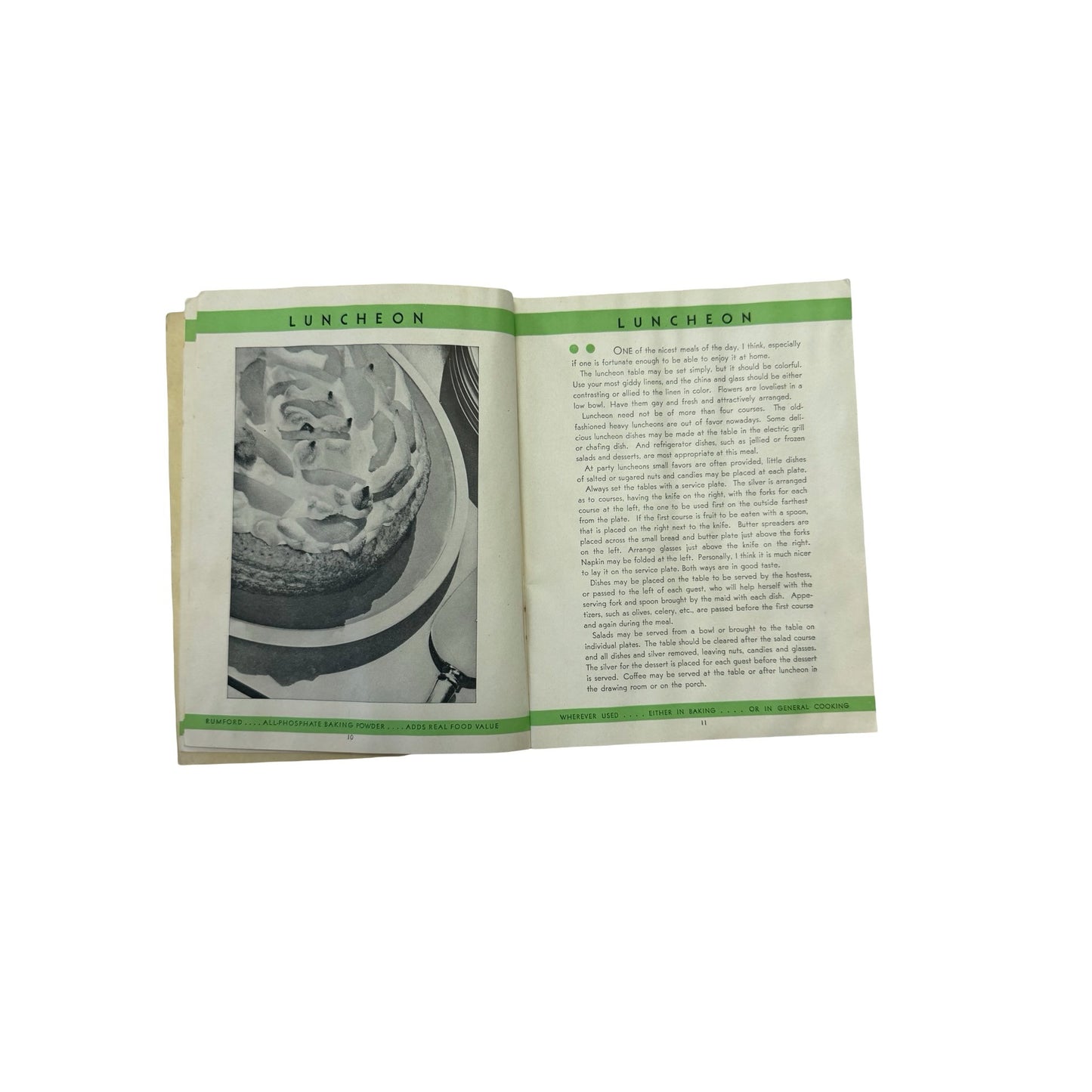 Vintage 1931 Rumford Cookbook 32 Menus 72 Recipes Advertising Recipe Booklet