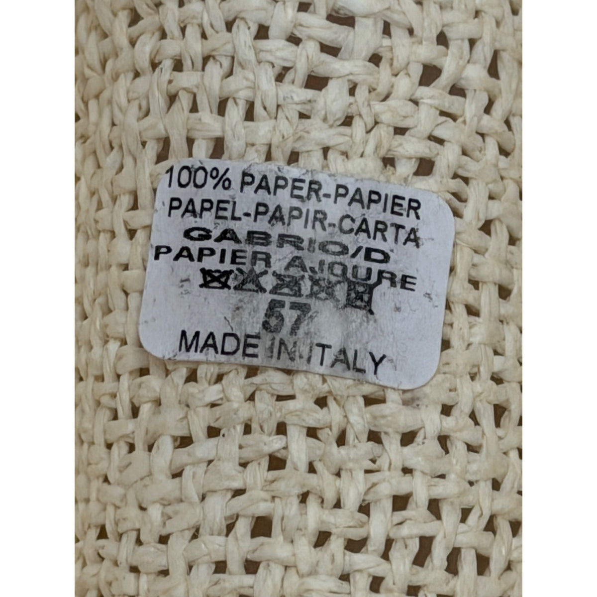 Italian Paper Straw Fedora Hat Cream Wide Brim Colorful Beaded Band Size 57