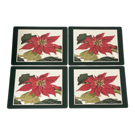 Vintage Portmeirion Set of 4 Rectangular Placemats – Pimpernel – Poinsettia Design – Made in England