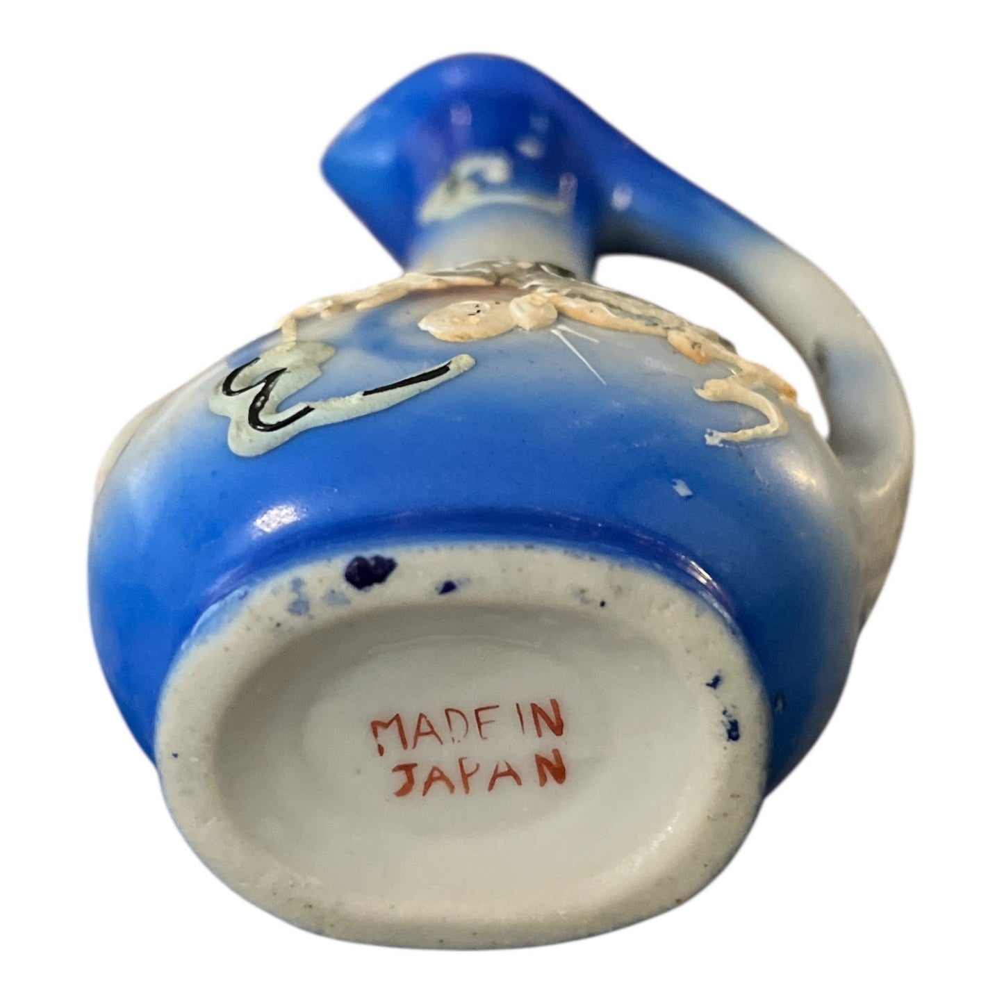 Vintage Japanese Dragonware Moriage Mini Pitcher – Blue with Raised Dragon Design