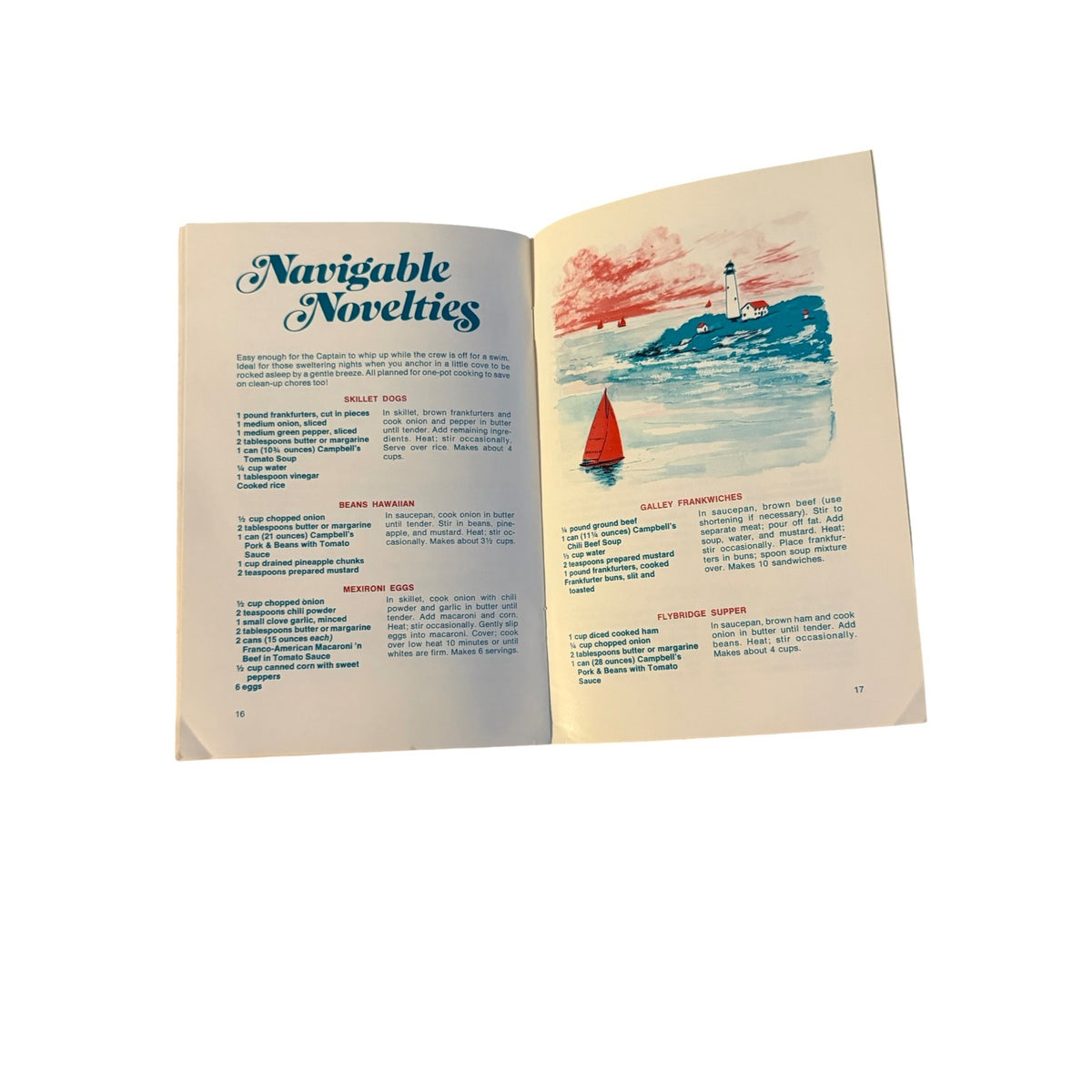1974 Campbell’s Meals Ahoy Easy Galley Fare Vintage Boating Recipe Cookbook