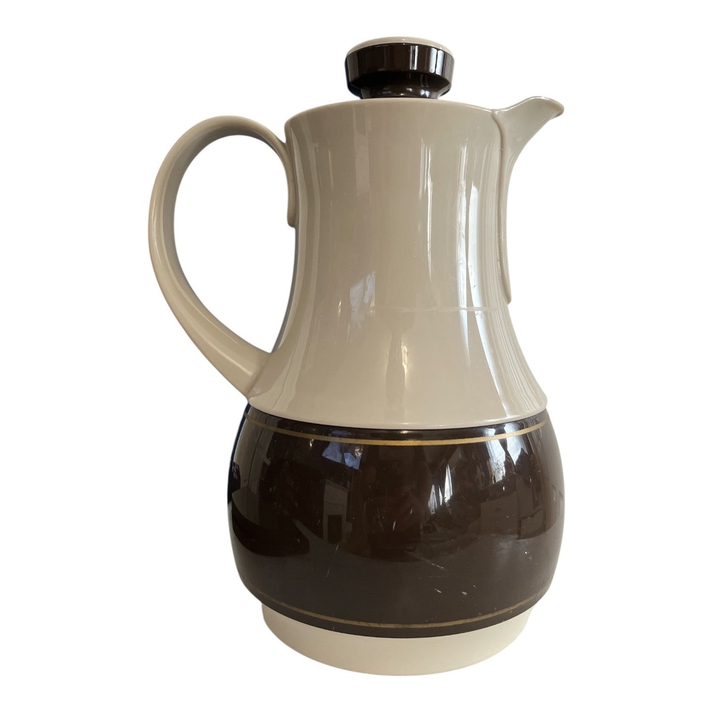 Vintage Thermos Carafe Model 570 Brown Cream Insulated Pitcher West Germany 11x7