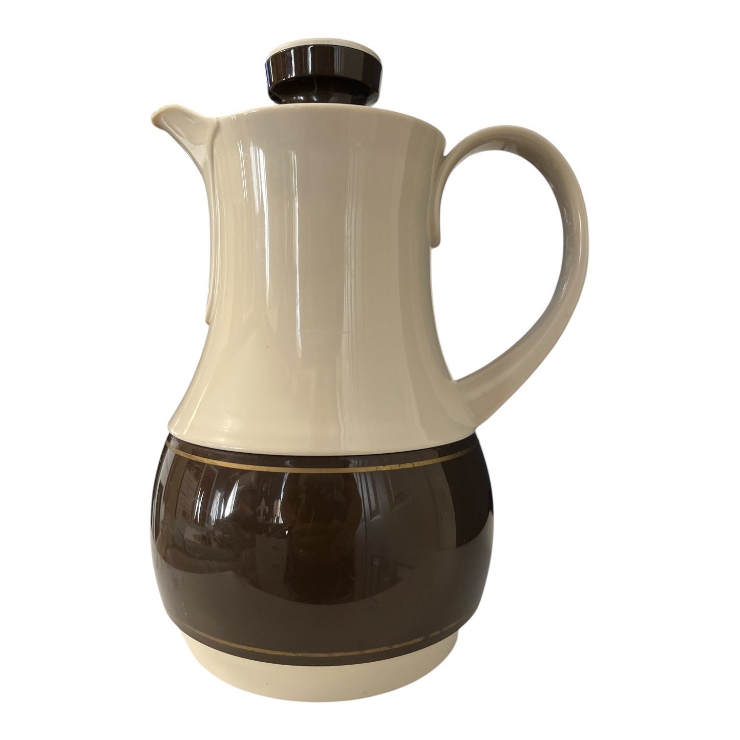 Vintage Thermos Carafe Model 570 Brown Cream Insulated Pitcher West Germany 11x7