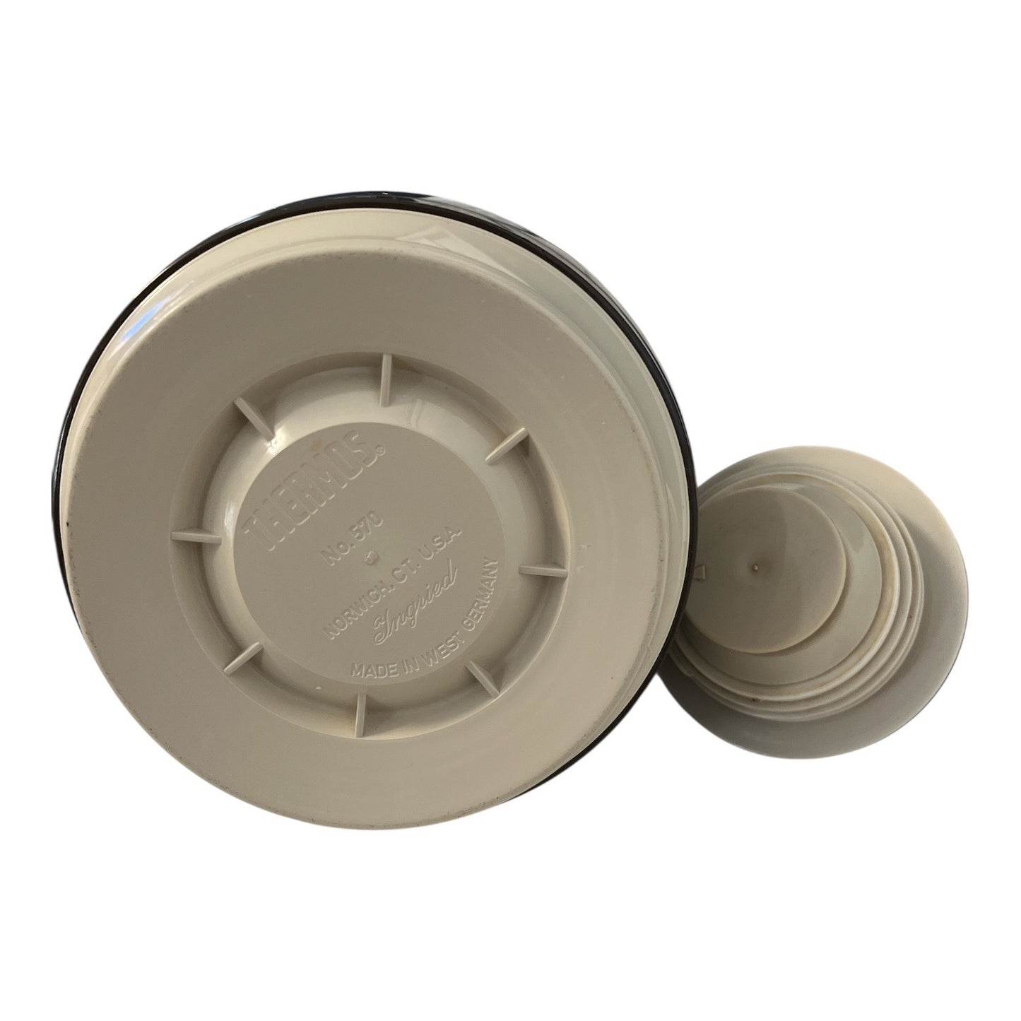 Vintage Thermos Carafe Model 570 Brown Cream Insulated Pitcher West Germany 11x7