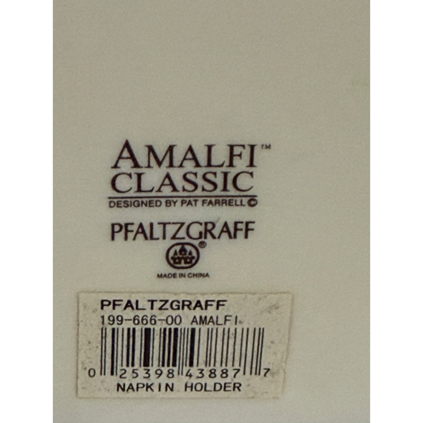 Pfaltzgraff Amalfi Classic Napkin Holder Pat Farrell Blue Green Scroll 199-666-00