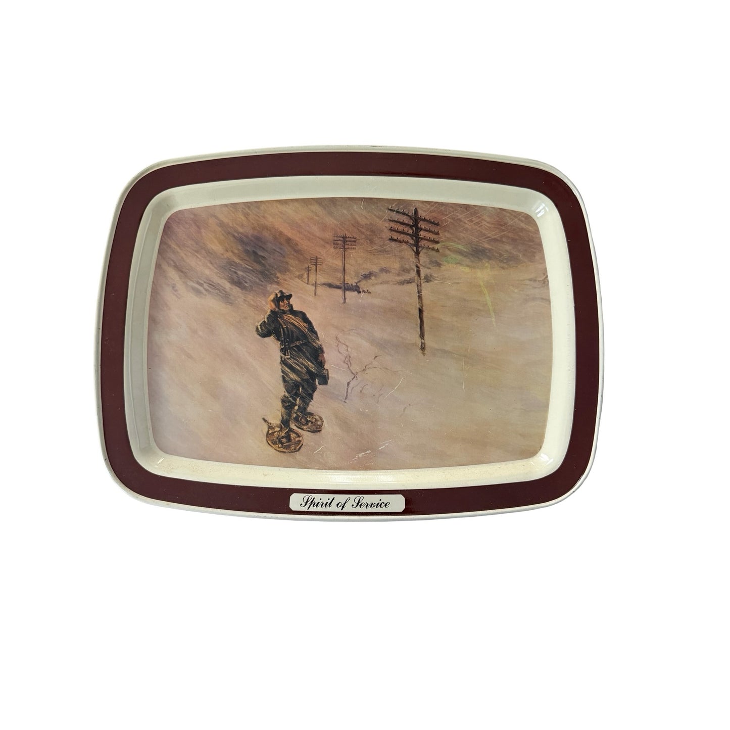 Vintage Bell System AT&T Spirit of Service Lineman Advertising Tray Blizzard of 1888