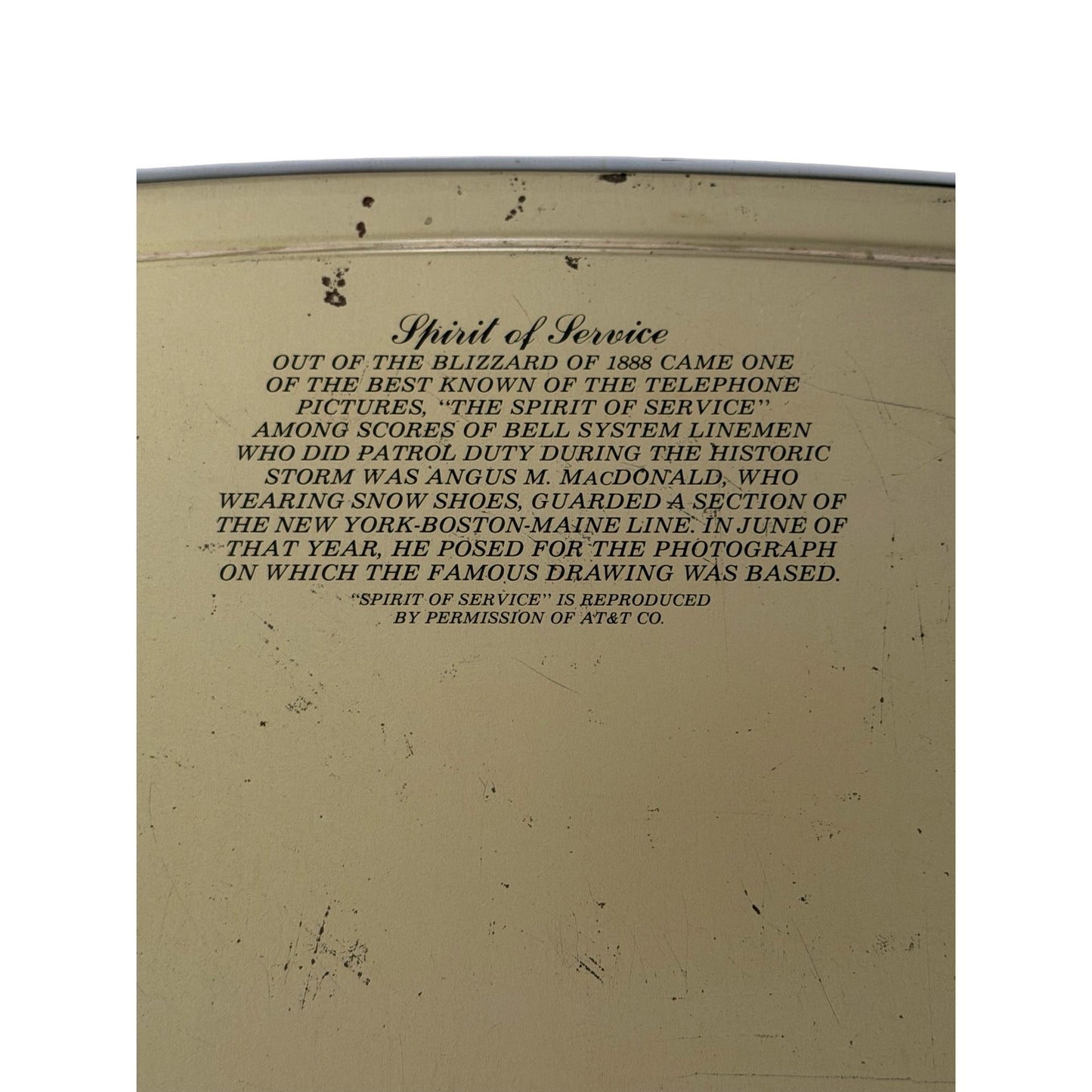 Vintage Bell System AT&T Spirit of Service Lineman Advertising Tray Blizzard of 1888