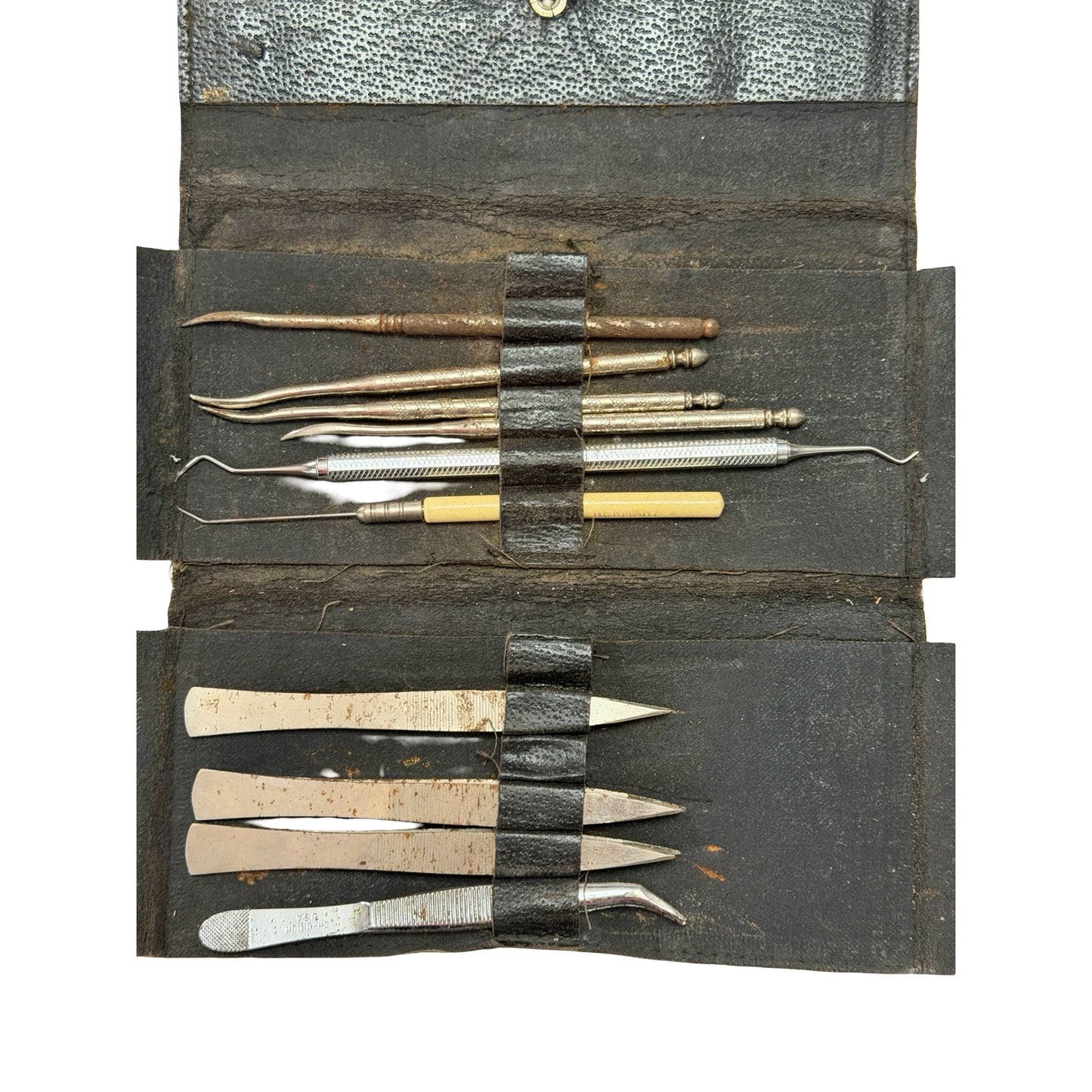 Vintage Dental Tool Kit with Black Leather Case Dentist Hygienist Instruments Germany