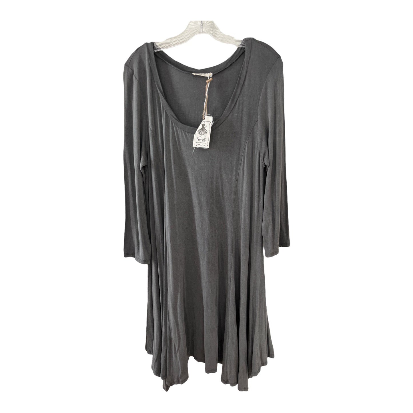 Easel Women’s Size L Charcoal Gray Long Sleeve Swing Tunic Dress – Style ED8763 – NWT