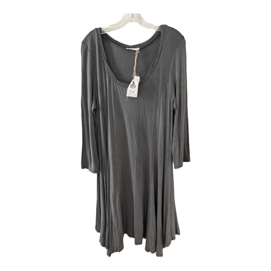 Easel Women’s Size L Charcoal Gray Long Sleeve Swing Tunic Dress – Style ED8763 – NWT
