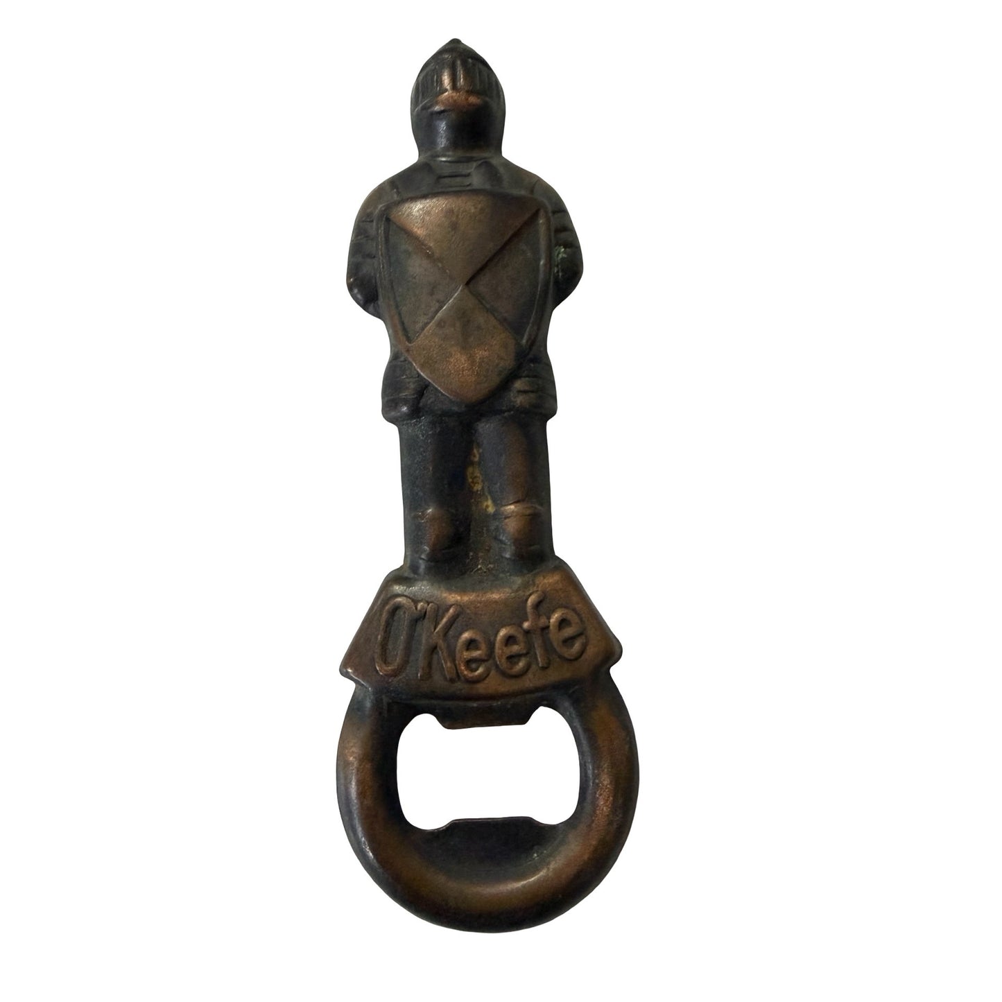 Vintage O'Keefe Knight Bottle Opener Cast Metal Figural Breweriana 6"