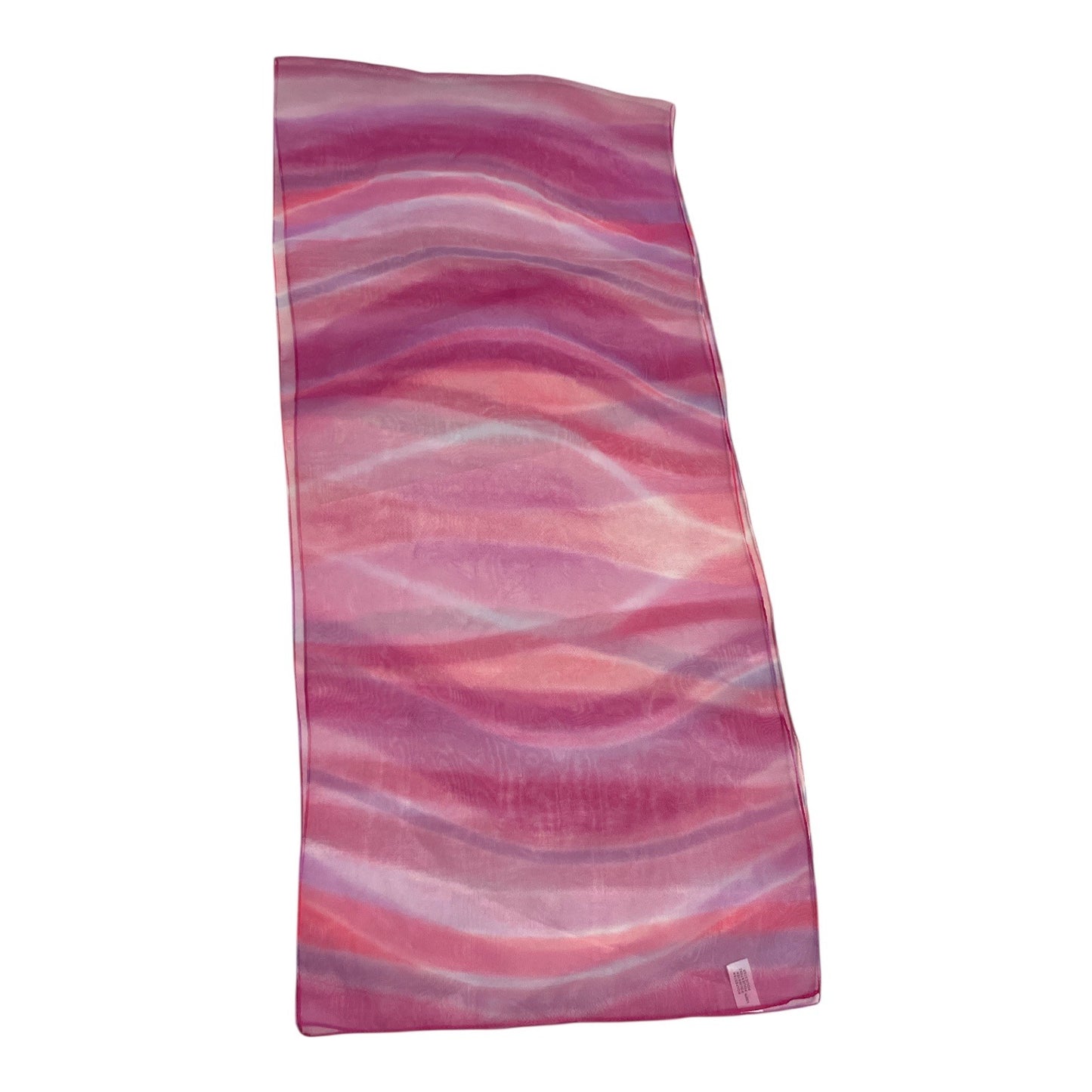Vtg Early 2000s Italian Sheer Scarf Pink Ombré Wave Print Lightweight Wrap