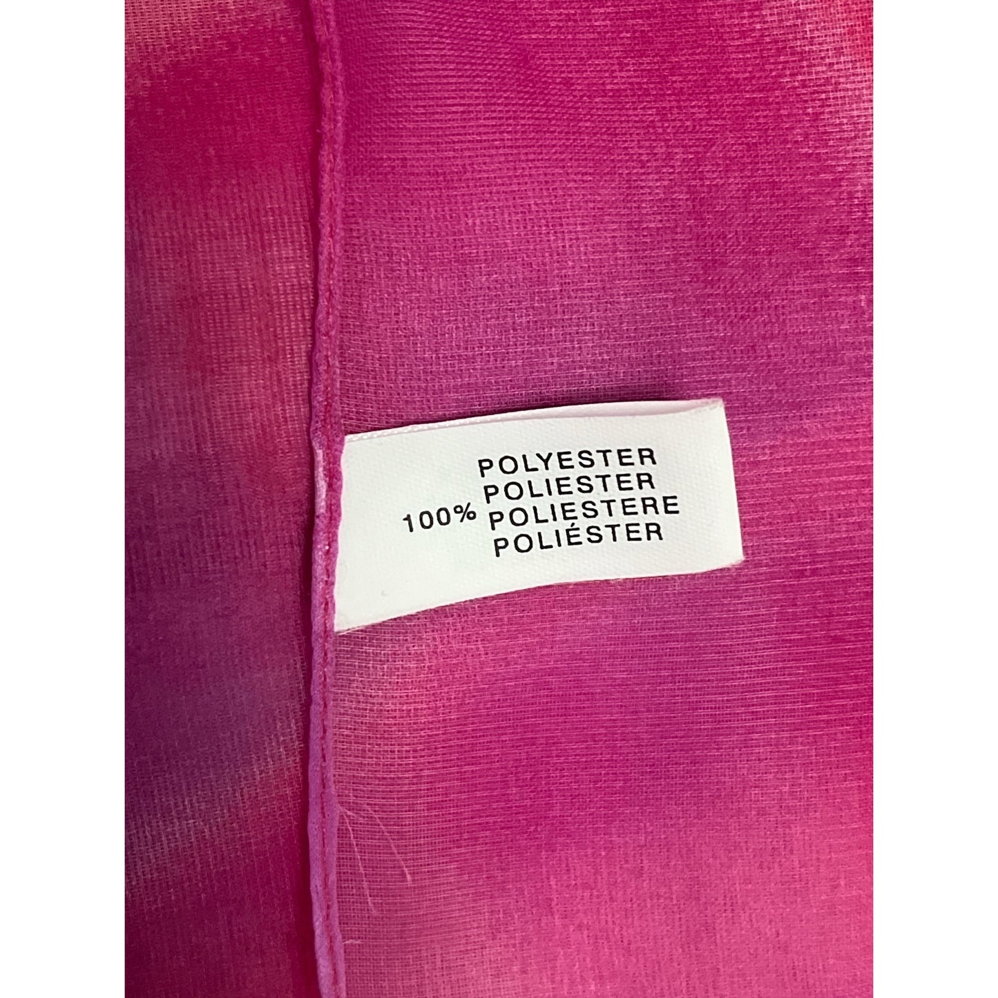 Vtg Early 2000s Italian Sheer Scarf Pink Ombré Wave Print Lightweight Wrap