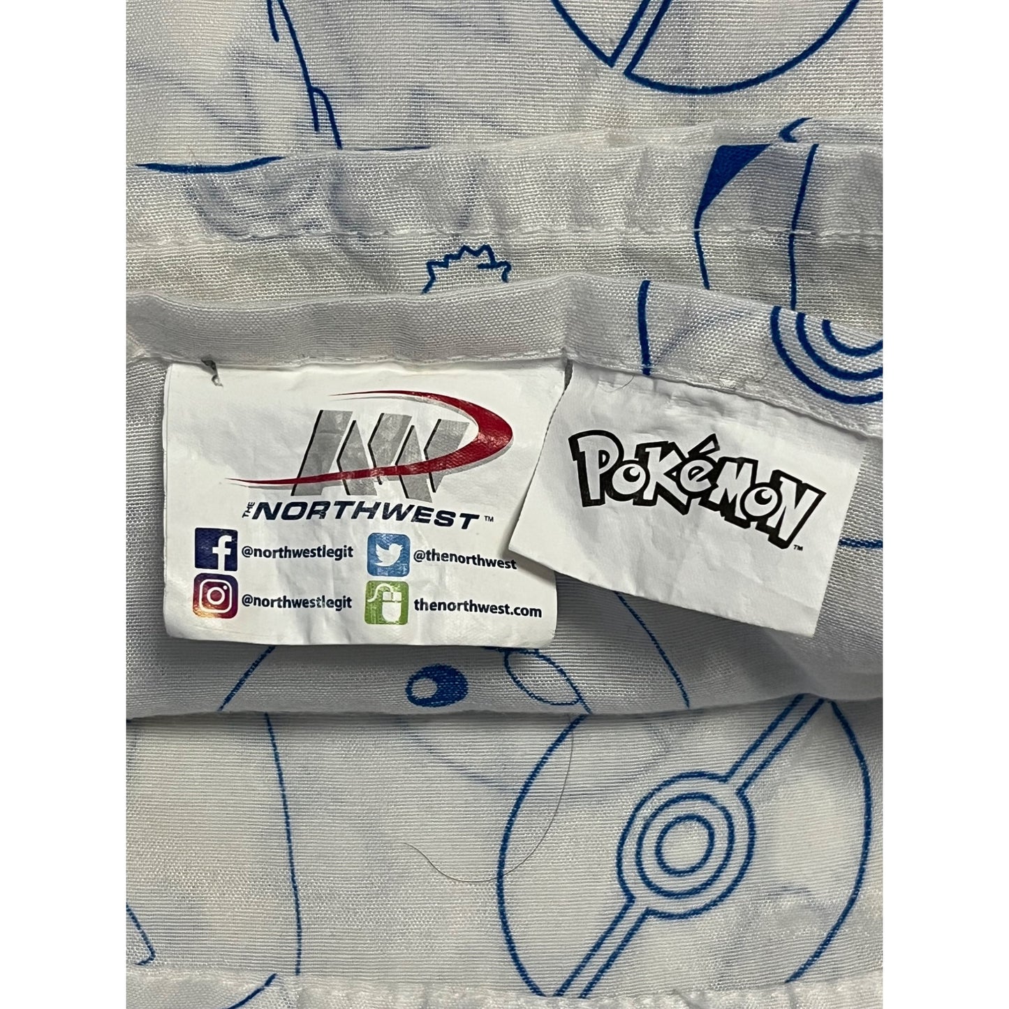 Pokémon Pikachu Twin Flat Sheet The Northwest White Blue Poké Ball