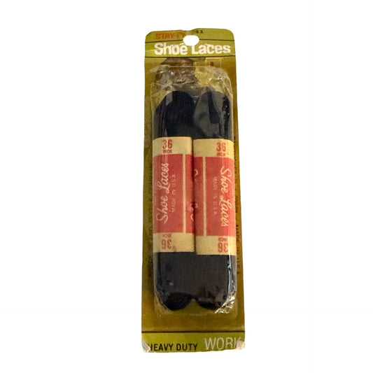Vintage Stay-Ty 36" Black Heavy Duty Work Shoe Laces NOS Made in USA 2 Pair