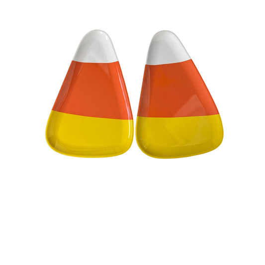 Vintage Candy Corn Serving Dishes Set of 2 Halloween Fall Snack Trays