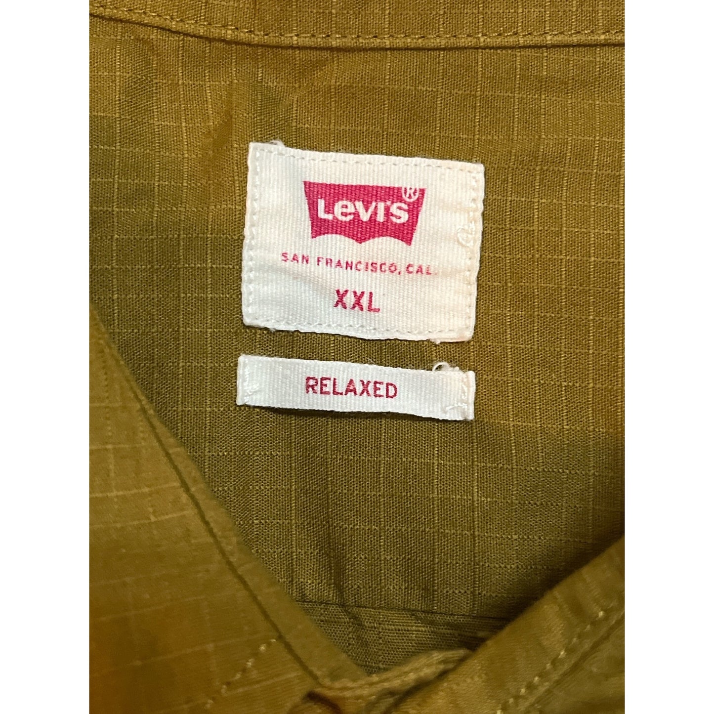 Levi’s Relaxed Fit Button-Up Shirt XXL Made in India Brown Embroidered Mushroom 56x31