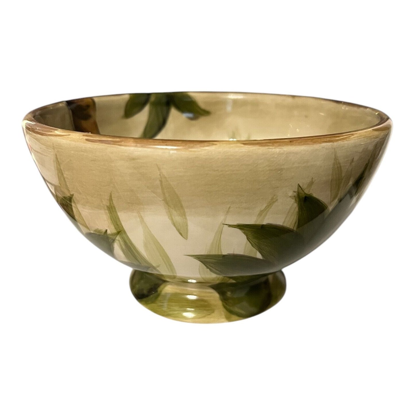 Tabletops Lifestyles Kona Palm Tree Soup Cereal Bowl Hand Painted Tropical Pedestal Bowl