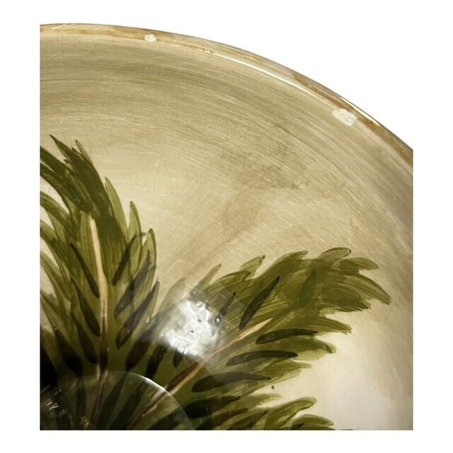 Tabletops Lifestyles Kona Palm Tree Soup Cereal Bowl Hand Painted Tropical Pedestal Bowl