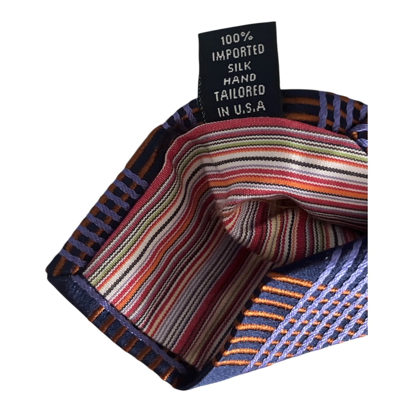 Ted Baker London 100% Silk Neck Tie Blue Brown Geometric Plaid Hand Tailored USA VTG