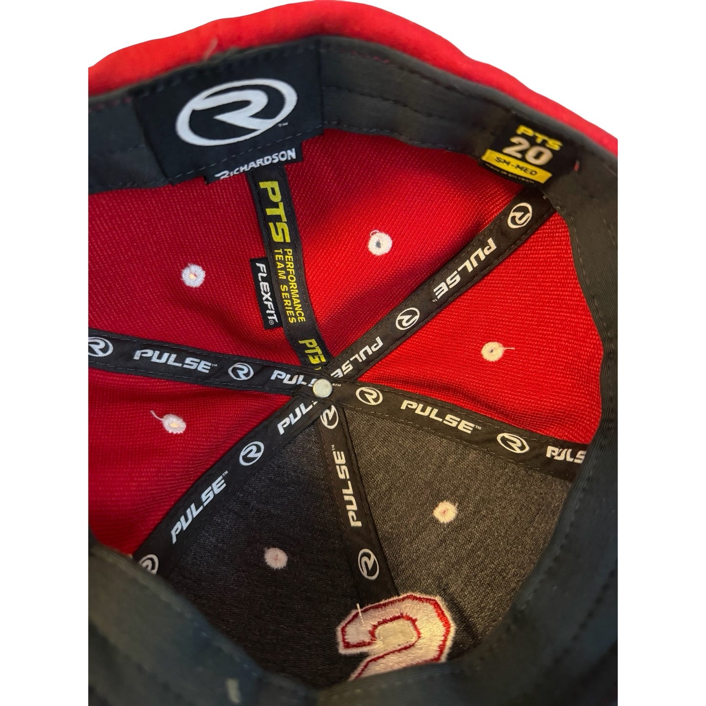 Richardson Pulse PTS20 Flexfit Red Baseball Cap White S Logo Eagle Embroidered Fitted Hat