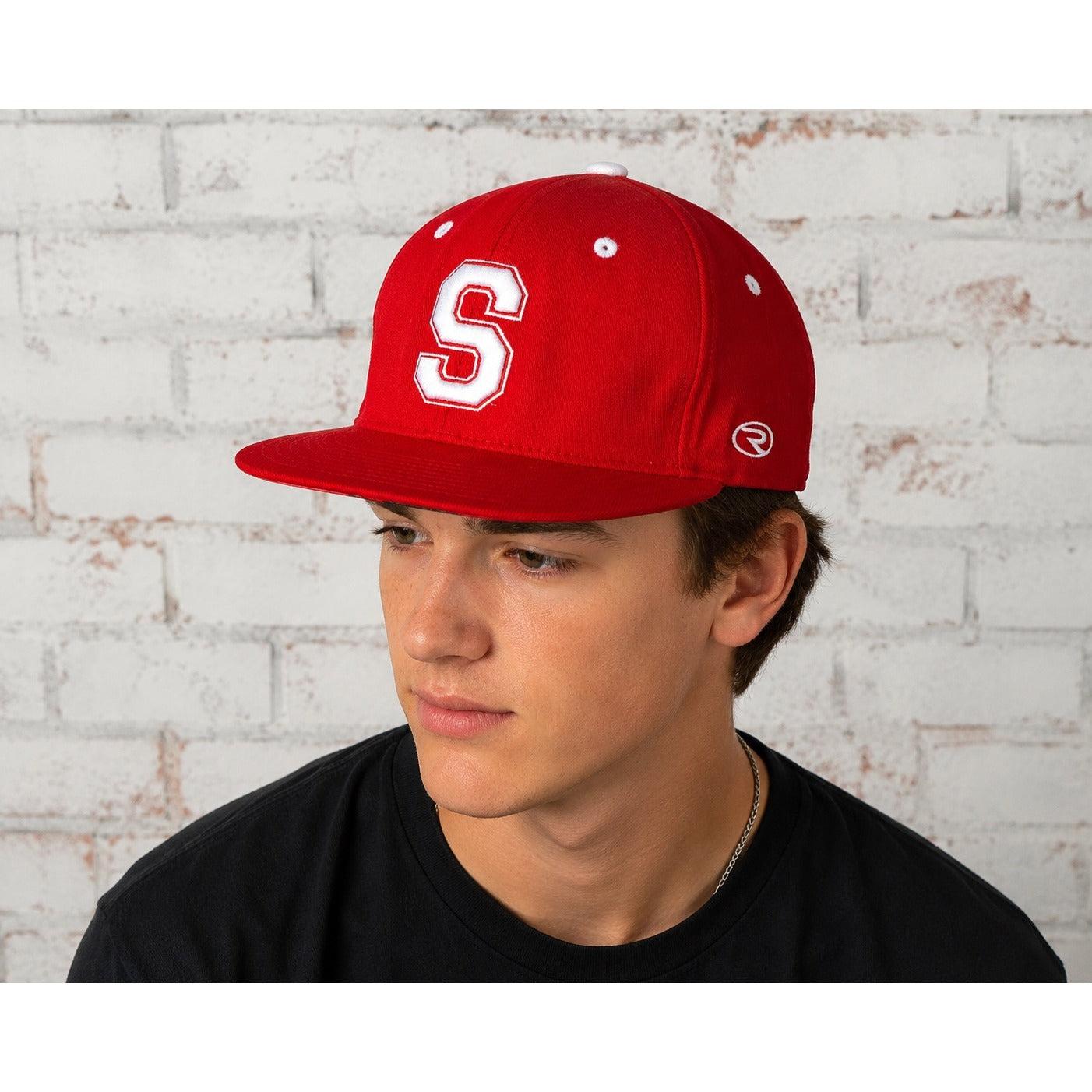 Richardson Pulse PTS20 Flexfit Red Baseball Cap White S Logo Eagle Embroidered Fitted Hat