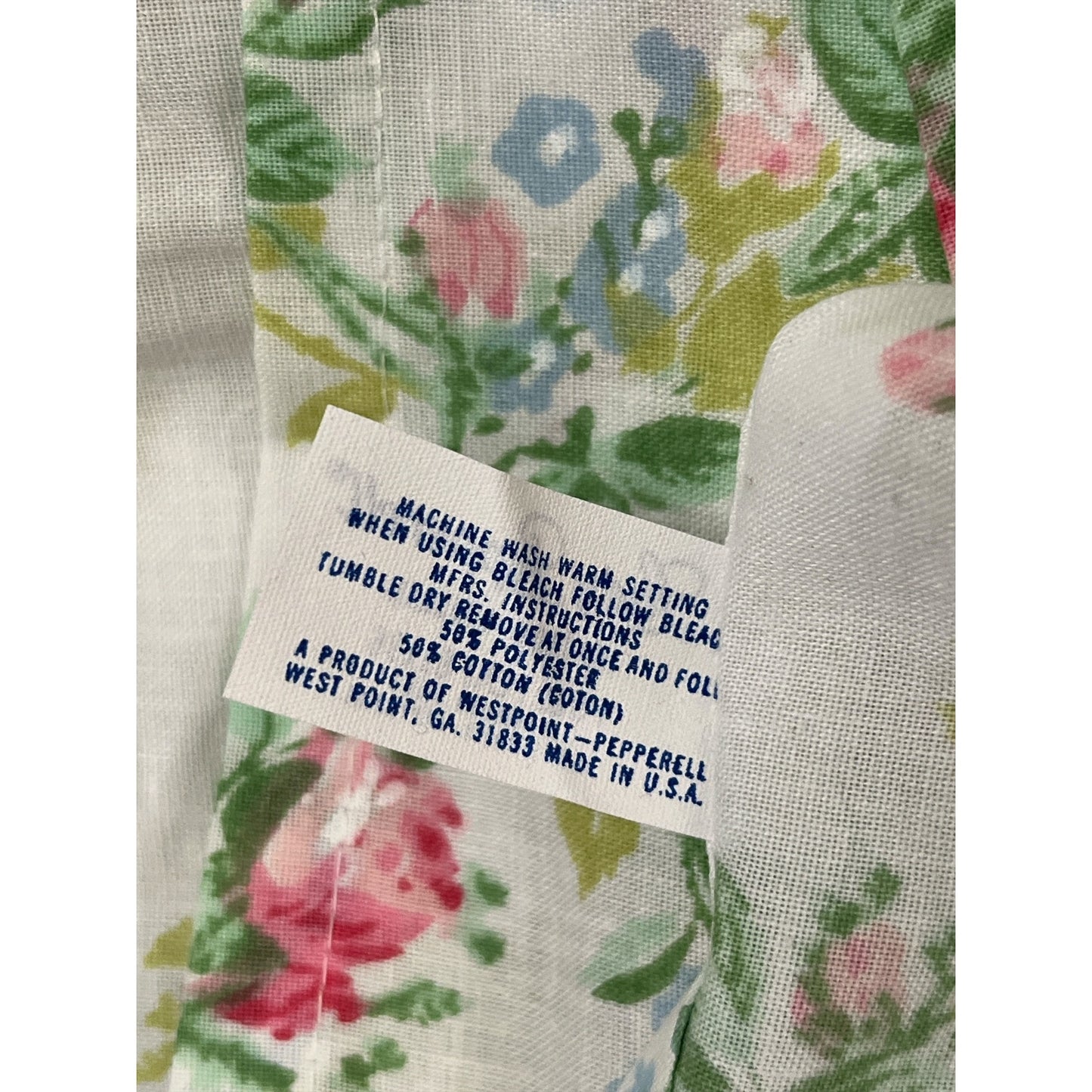 Lady Pepperell No-Iron Muslin Full Flat & Fitted Sheet Set Floral Ruffle Trim Vintage USA