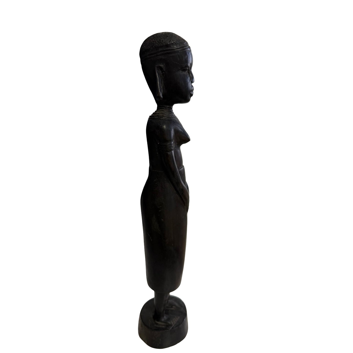 Vintage African Tribal Wood Carving Female Figure Statue Hand Carved Sculpture