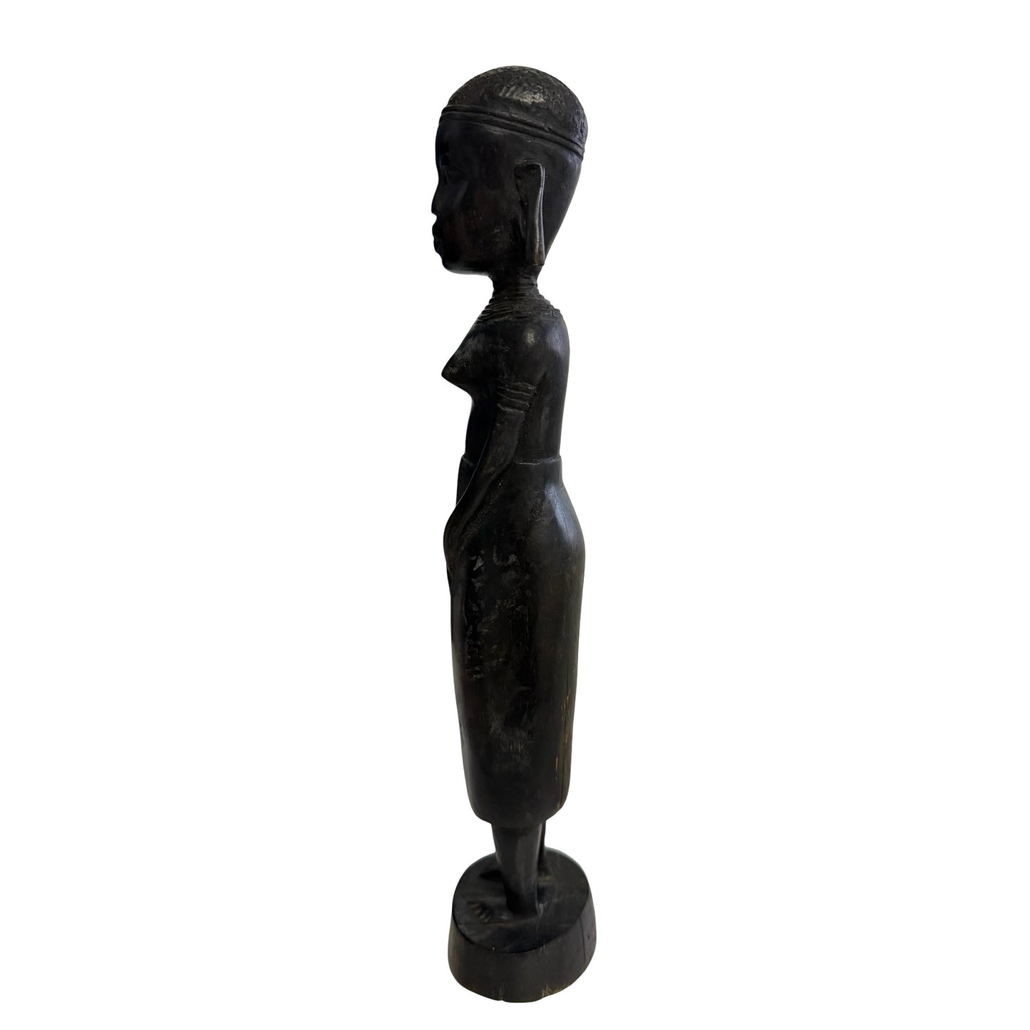 Vintage African Tribal Wood Carving Female Figure Statue Hand Carved Sculpture
