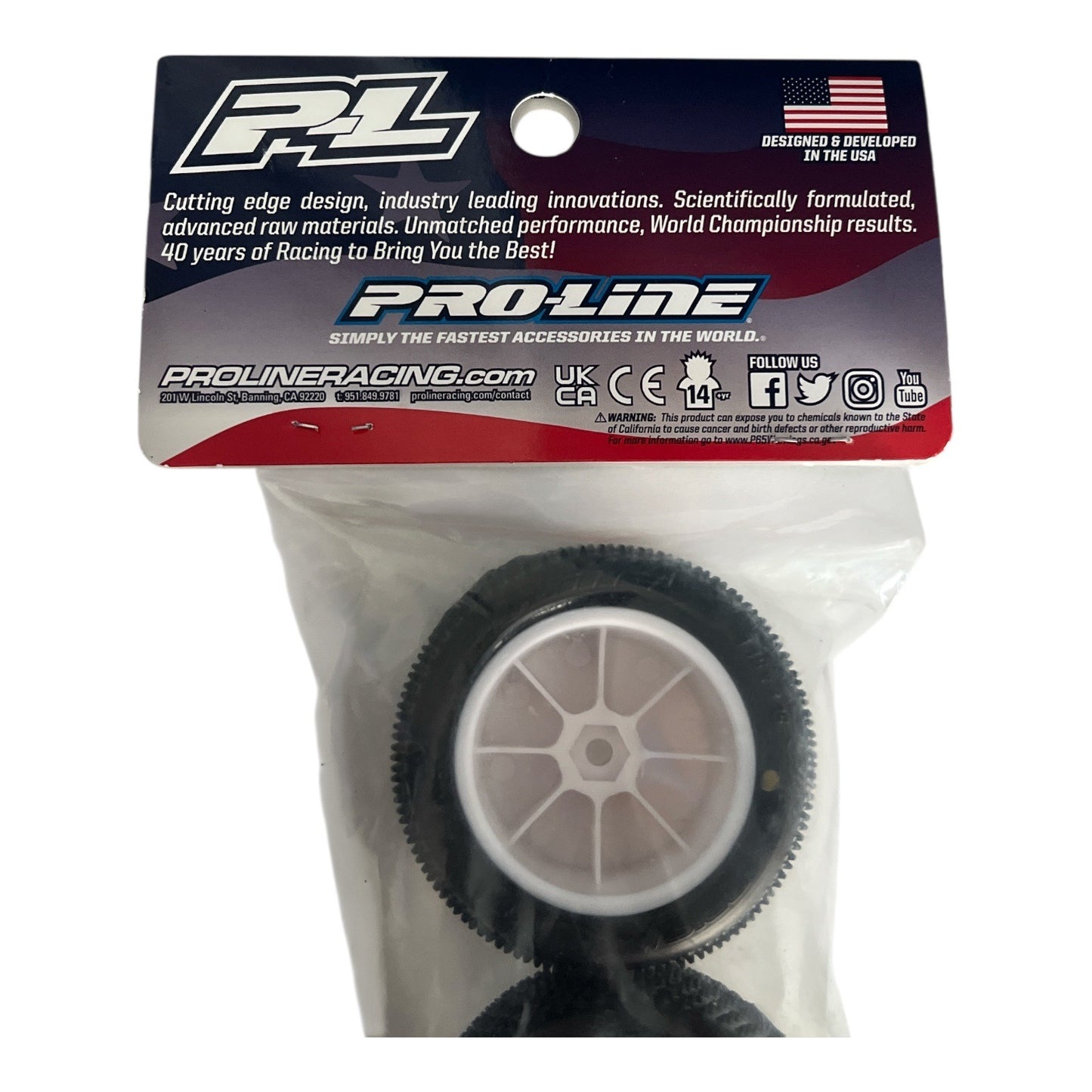 Pro-Line 8097 Prism Front 1/18 Scale Premounted Tires on White Wheels (2) New Sealed