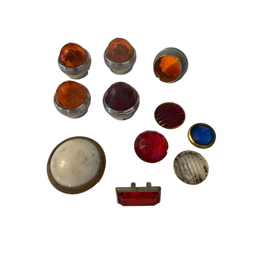 Vintage Antique Automobile Brake Lamp Lens Lot Glass Tail Light Marker Signal Lenses Parts