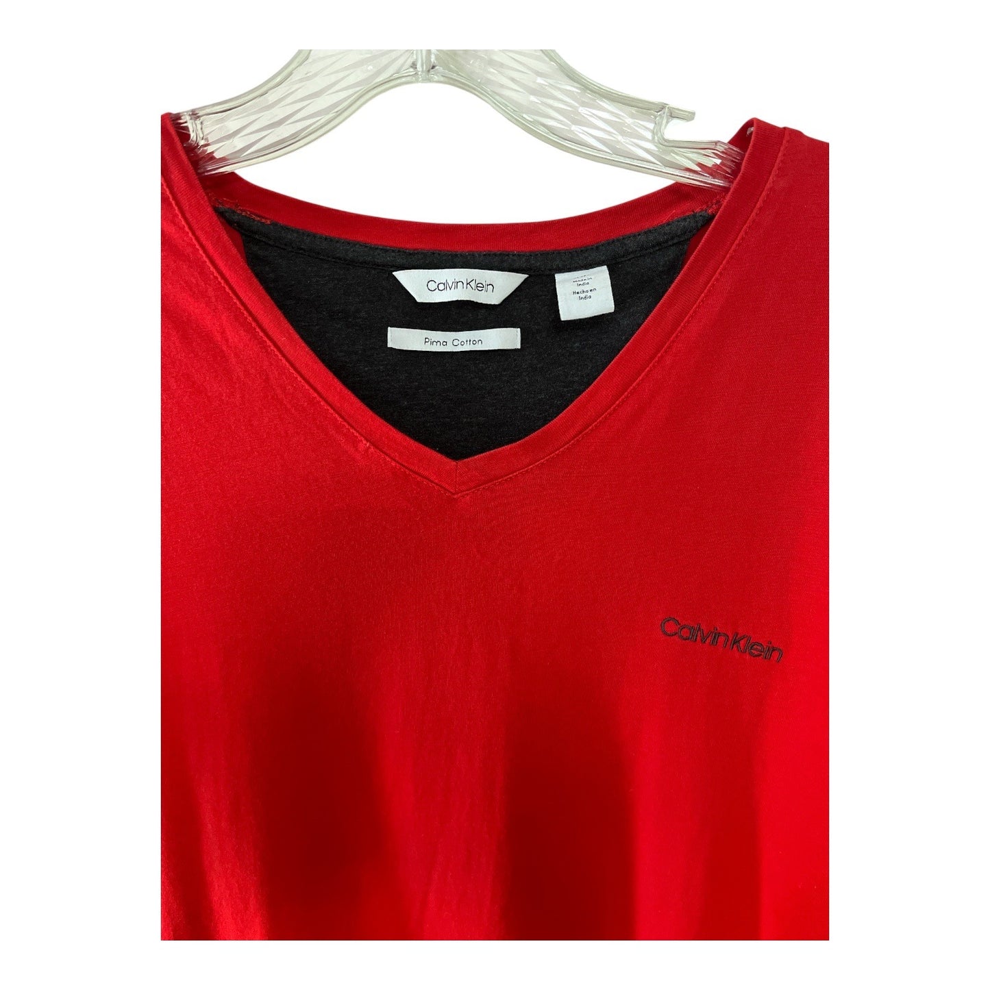 Calvin Klein Pima Cotton V-Neck T-Shirt – Red – Men’s XL
