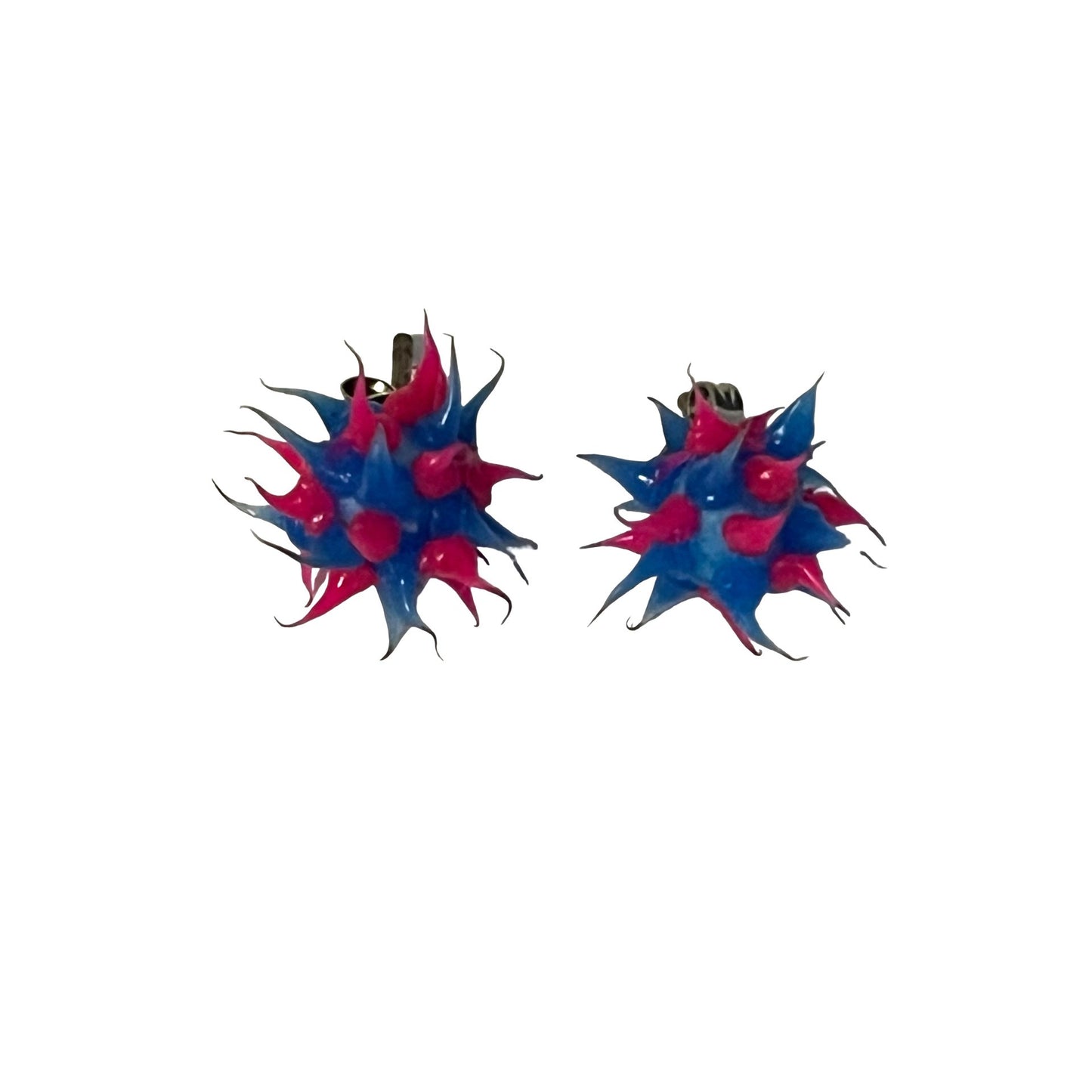 Spiked Statement Earrings Hot Pink Blue Silicone Punk Goth Festival Edgy Stud Earrings