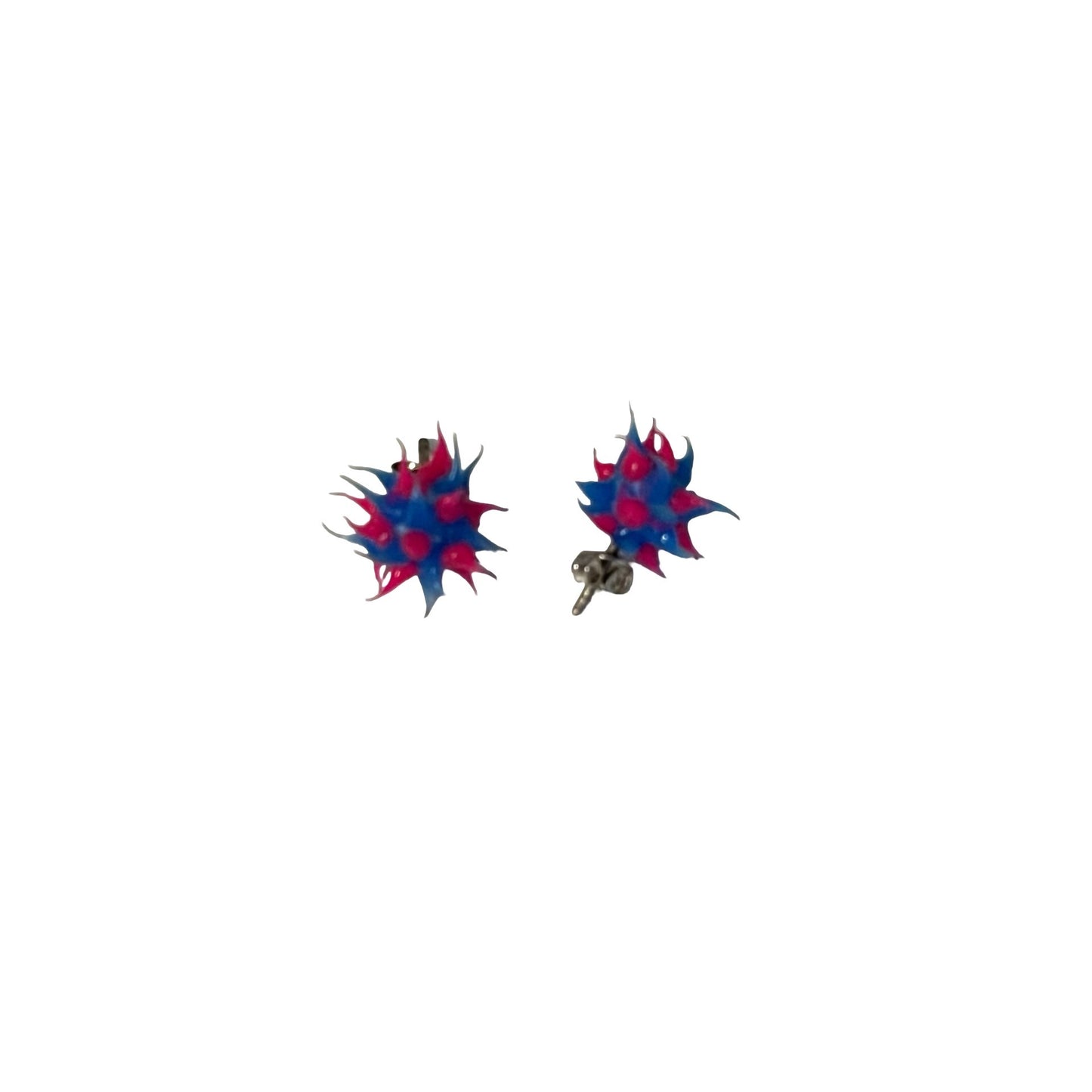 Spiked Statement Earrings Hot Pink Blue Silicone Punk Goth Festival Edgy Stud Earrings