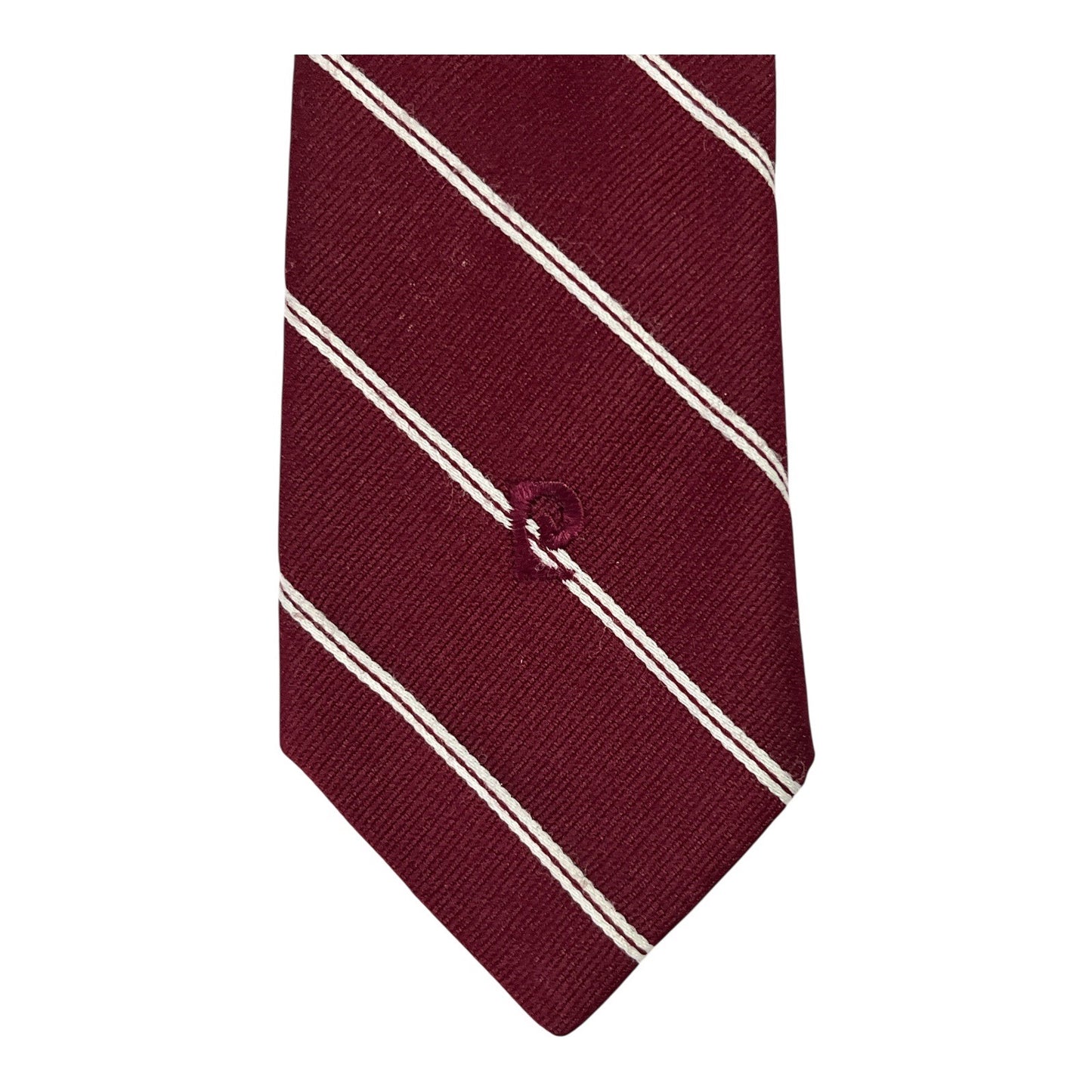 Pierre Cardin 1980s Burgundy Striped Necktie Men’s Vintage Polyester Tie