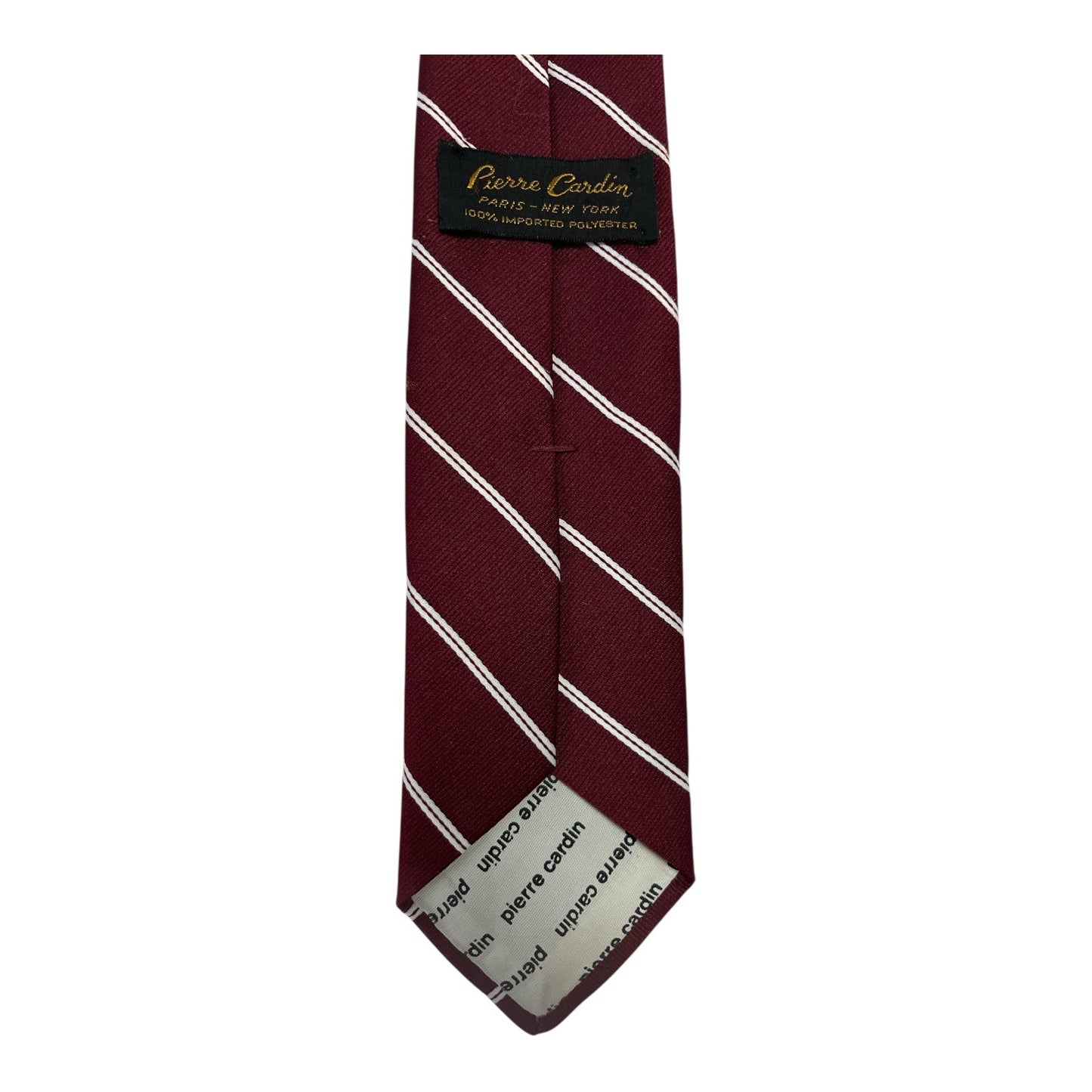 Pierre Cardin 1980s Burgundy Striped Necktie Men’s Vintage Polyester Tie