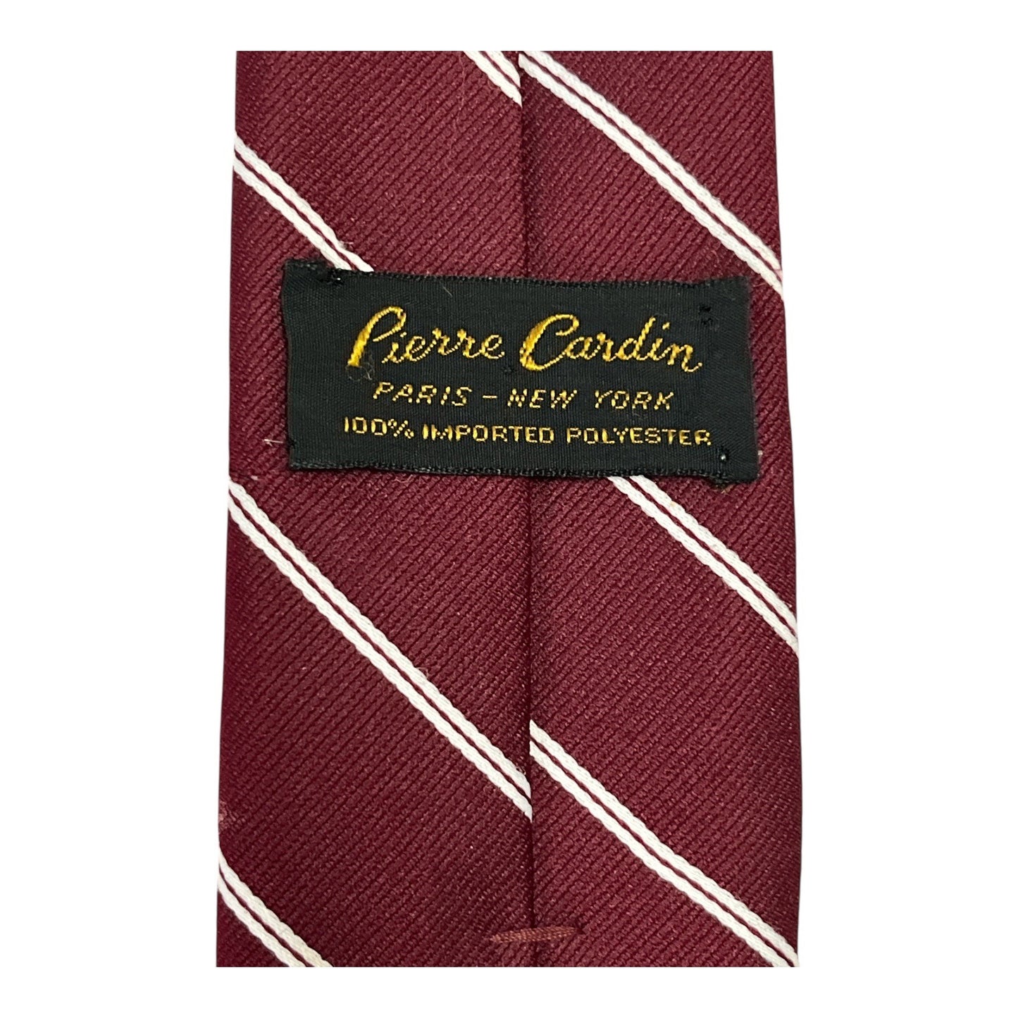 Pierre Cardin 1980s Burgundy Striped Necktie Men’s Vintage Polyester Tie