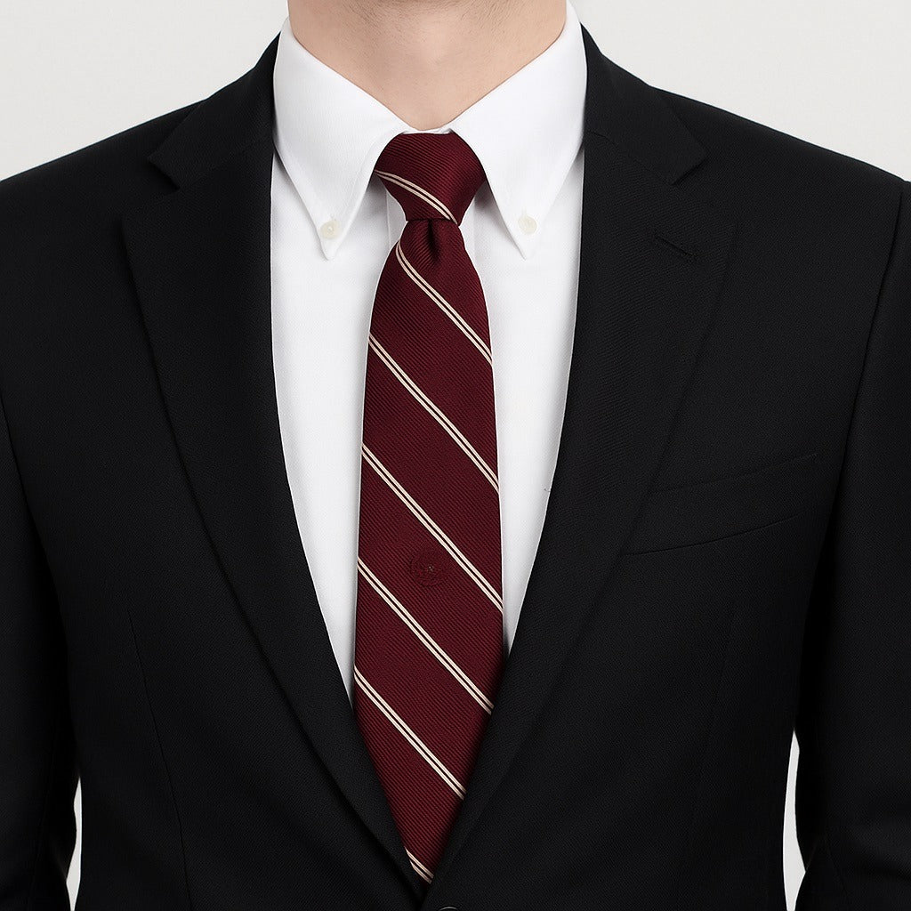 Pierre Cardin 1980s Burgundy Striped Necktie Men’s Vintage Polyester Tie