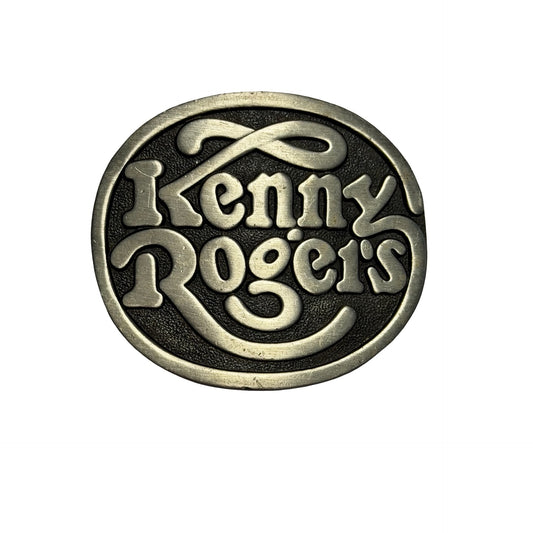Kenny Rogers Belt Buckle Vintage 1980s Music Country Singer Oval M-200