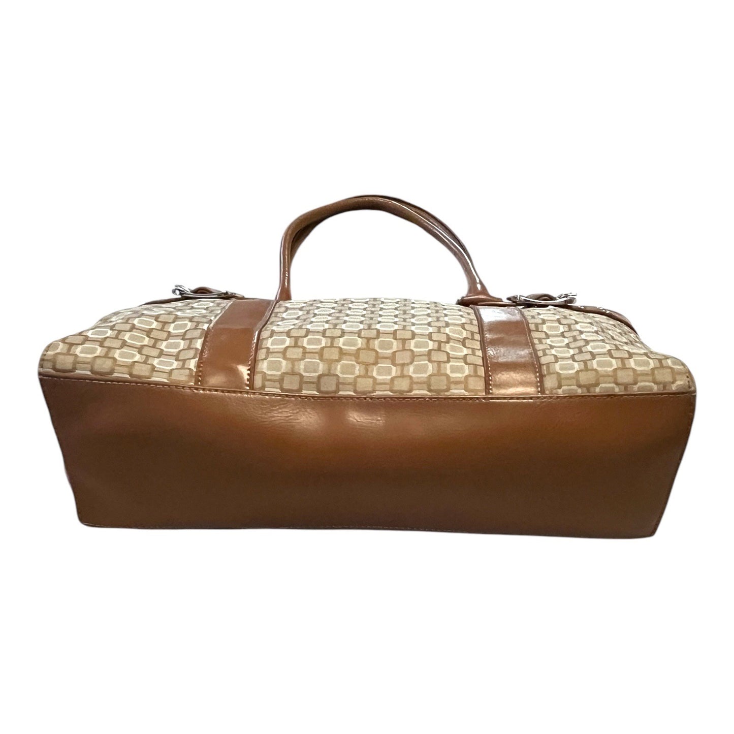 Nine West Geometric Jacquard Satchel Handbag Brown Tan Y2K Shoulder Bag