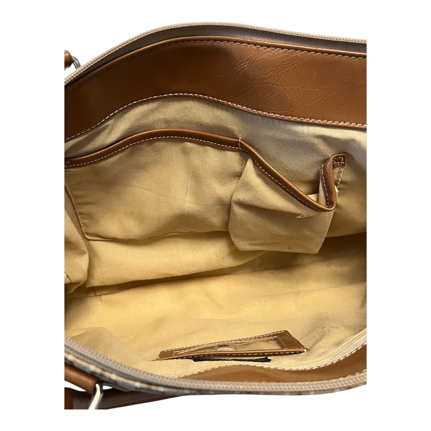 Nine West Geometric Jacquard Satchel Handbag Brown Tan Y2K Shoulder Bag