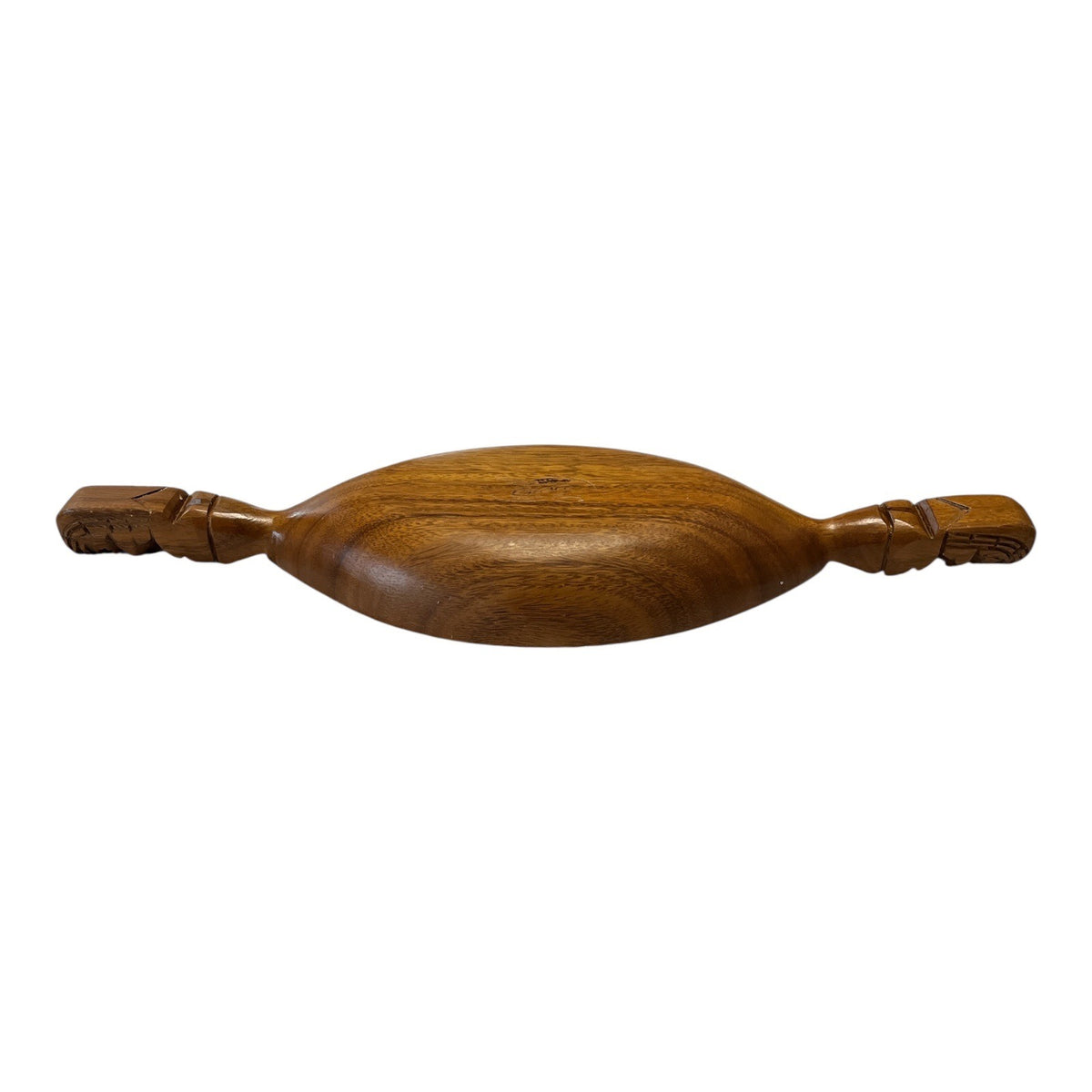 Vintage Emesco Carved Wood Tiki Divided Serving Bowl 22 Inch MCM Polynesian
