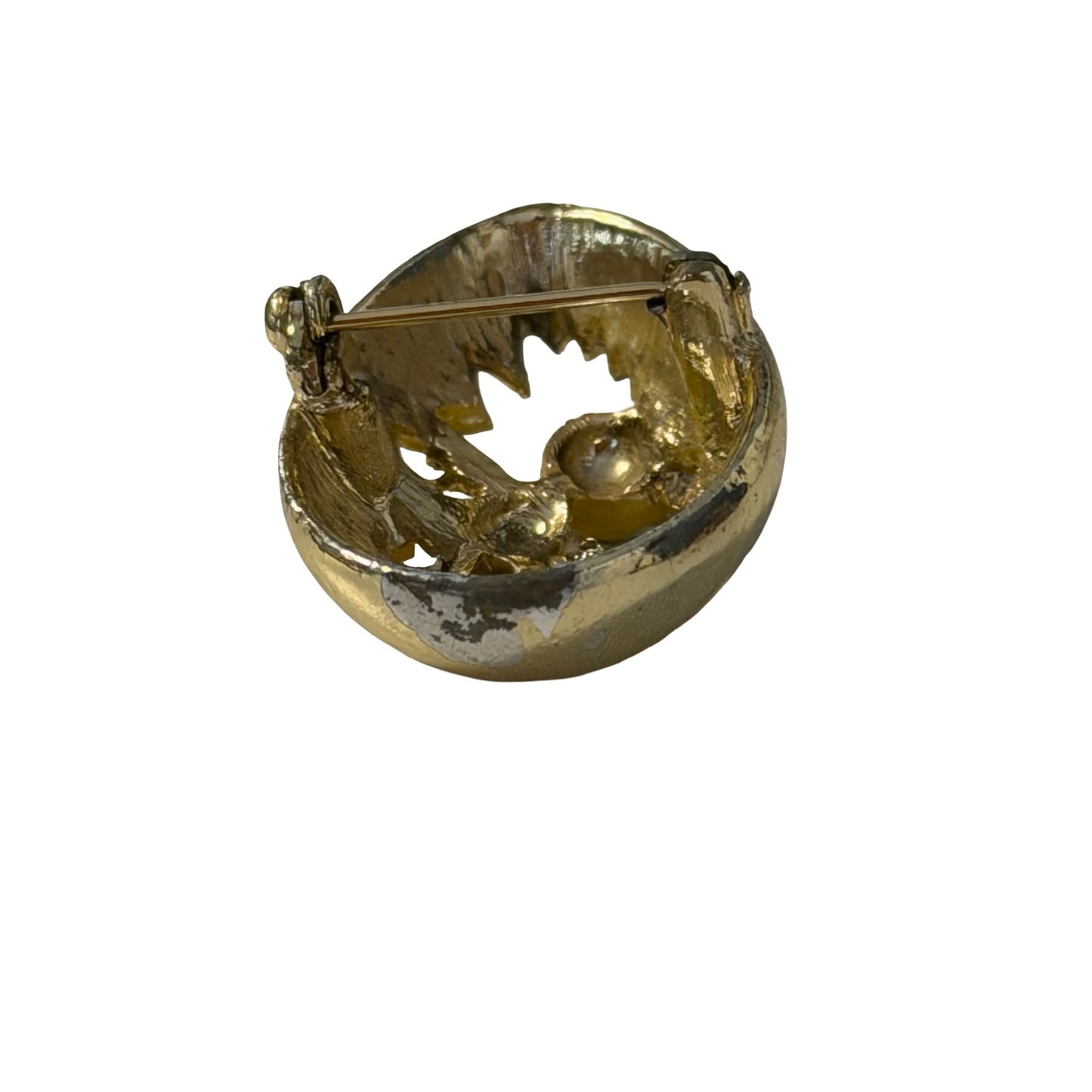 Vintage Hatching Chick Egg Brooch Yellow Enamel Easter Pin Gold Tone Figural