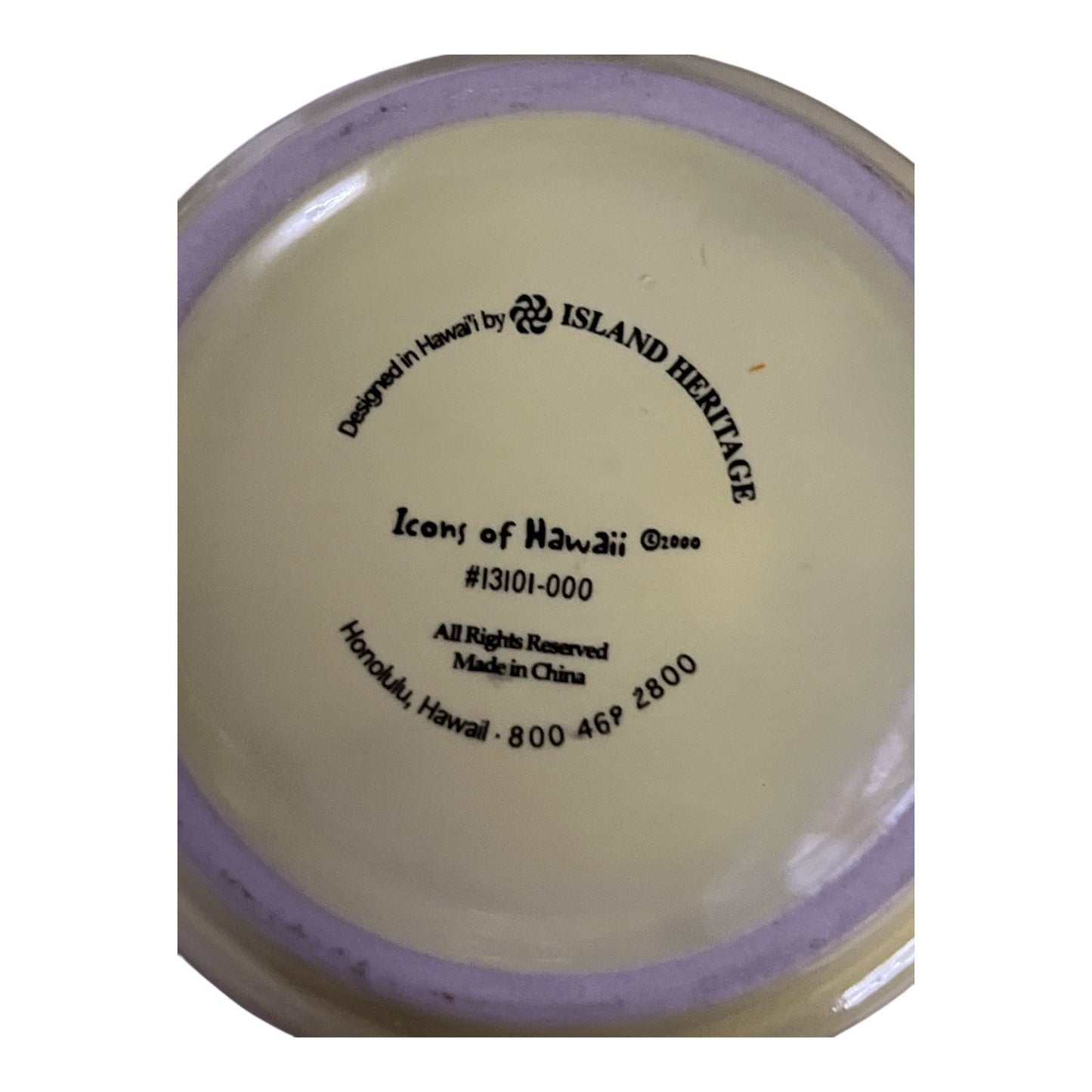 2000 Island Heritage “Icons of Hawaii” Ceramic Mug Set – Tropical Aloha Design – 14 oz