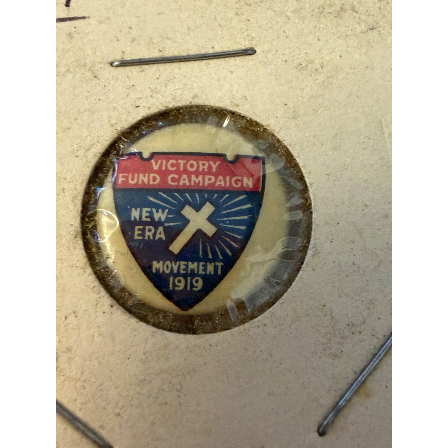 Antique 1919 Victory Fund Campaign New Era Movement Celluloid Pinback Button Bastian Bros