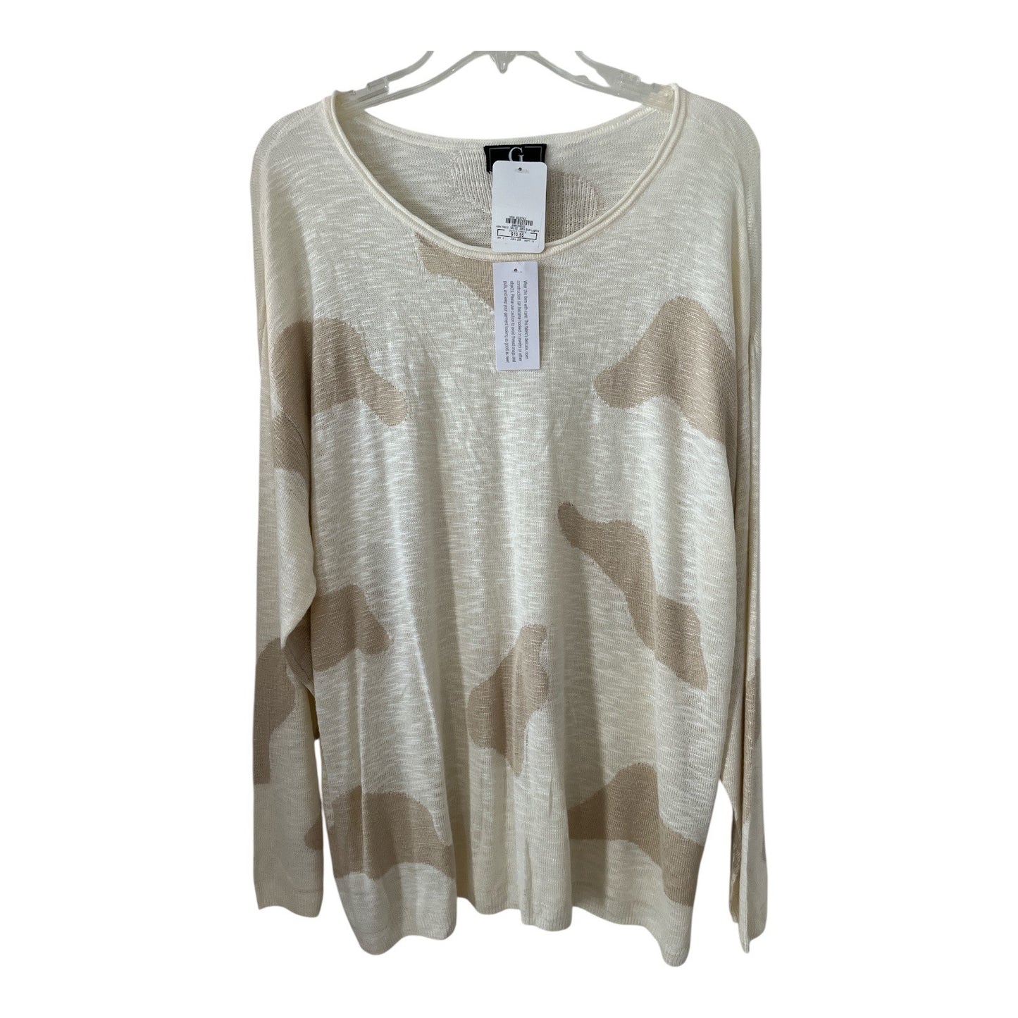 By Giuliana Women’s Cream Long Sleeve Sweater - Size 1X, Abstract Pattern, Plus Size, NWT