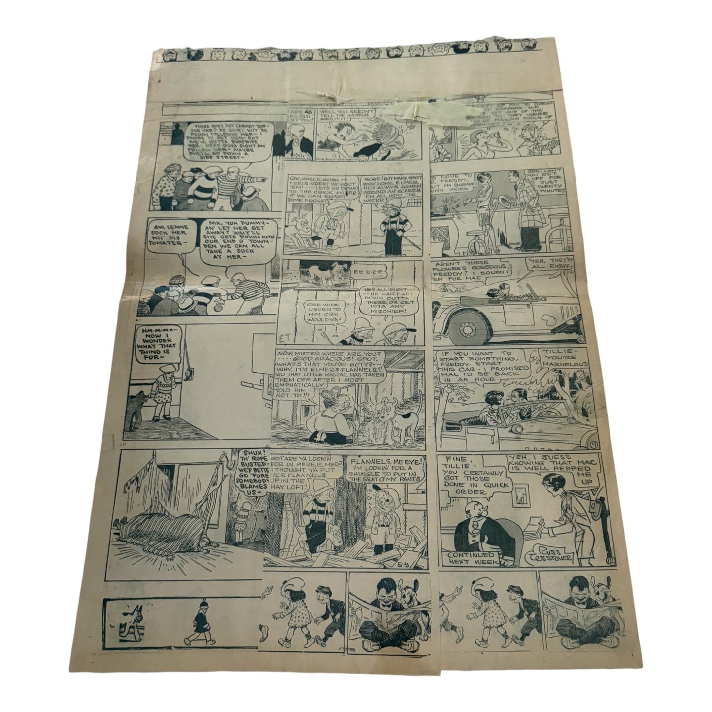 Vintage 1929 Sunday Comics Newspaper Pages Little Orphan Annie Just Kids Tillie 23.5x30