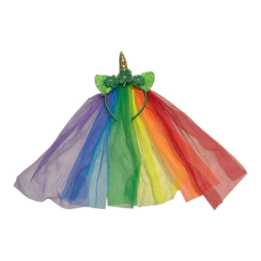 NWT Claire’s Rainbow Unicorn Horn Headband with Tulle Veil