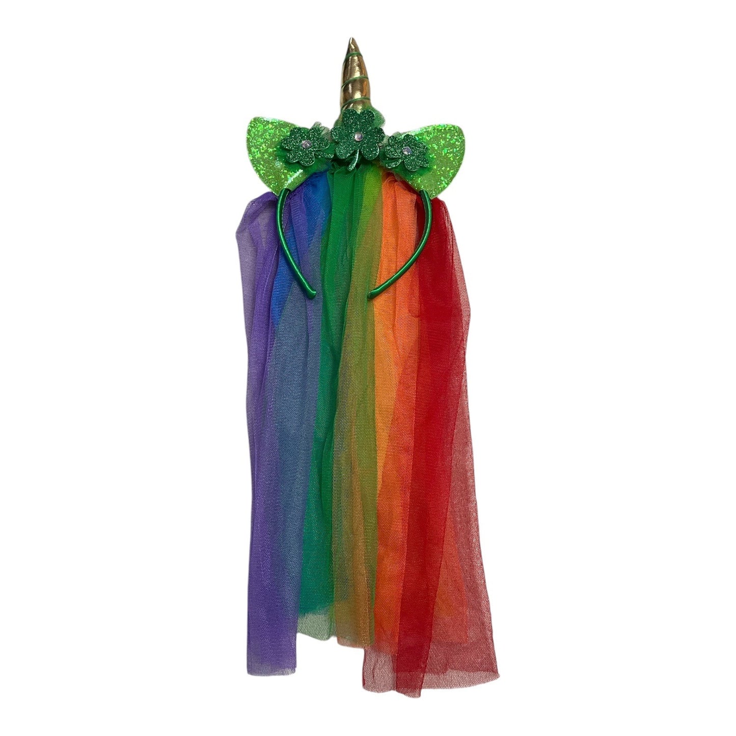 NWT Claire’s Rainbow Unicorn Horn Headband with Tulle Veil