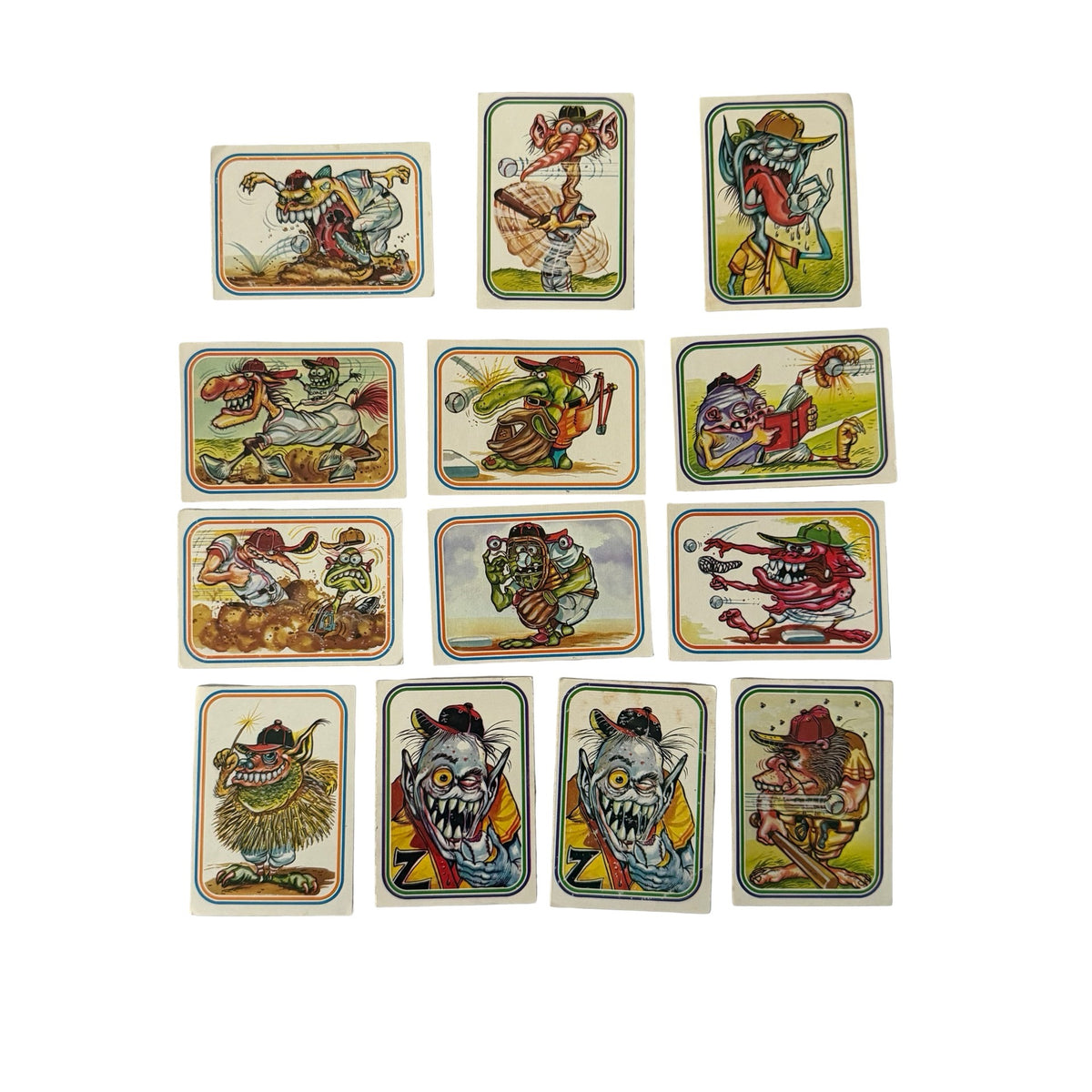 1973 Donruss Baseball Super Freaks Sticker Lot 13 Cards Series 1 White Back Vintage